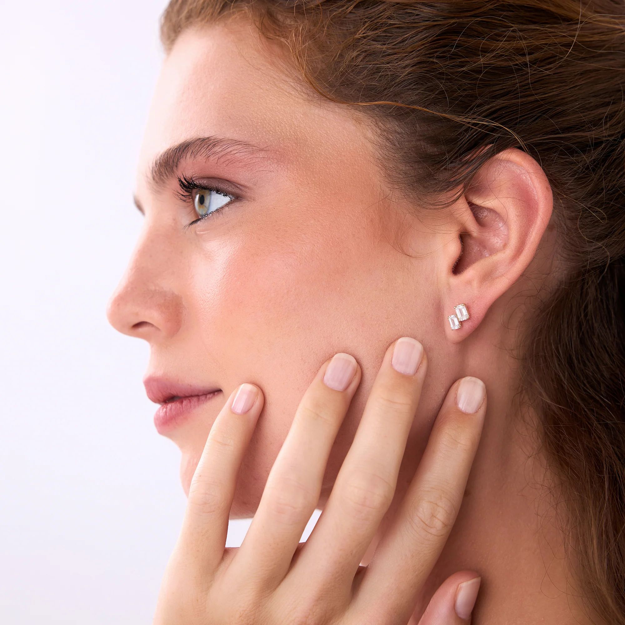 1.75 ctw 14k Lab Grown Emerald Cut Diamond Double Stud Earrings - Dana - Image 3