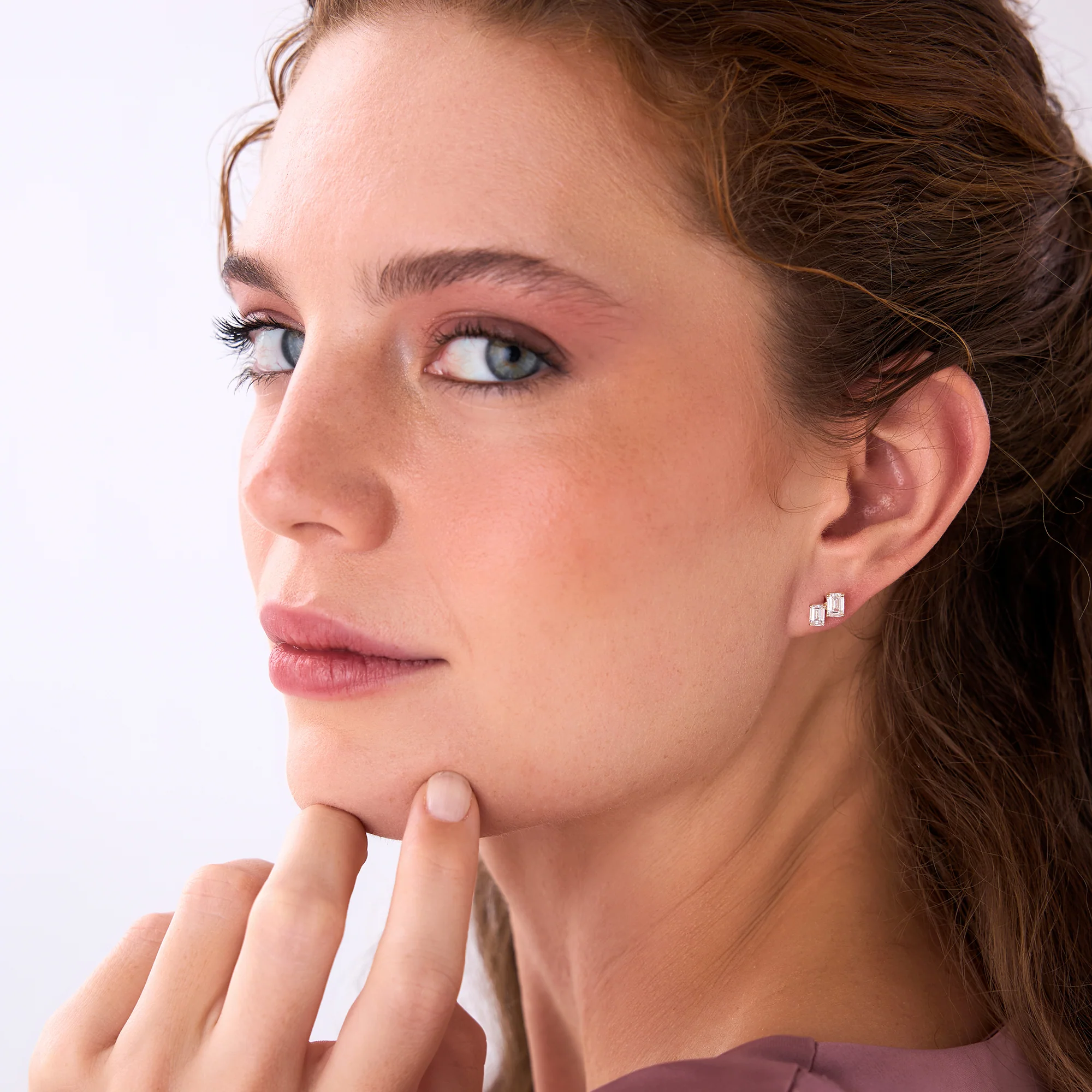 1.75 ctw 14k Lab Grown Emerald Cut Diamond Double Stud Earrings - Dana - Image 4