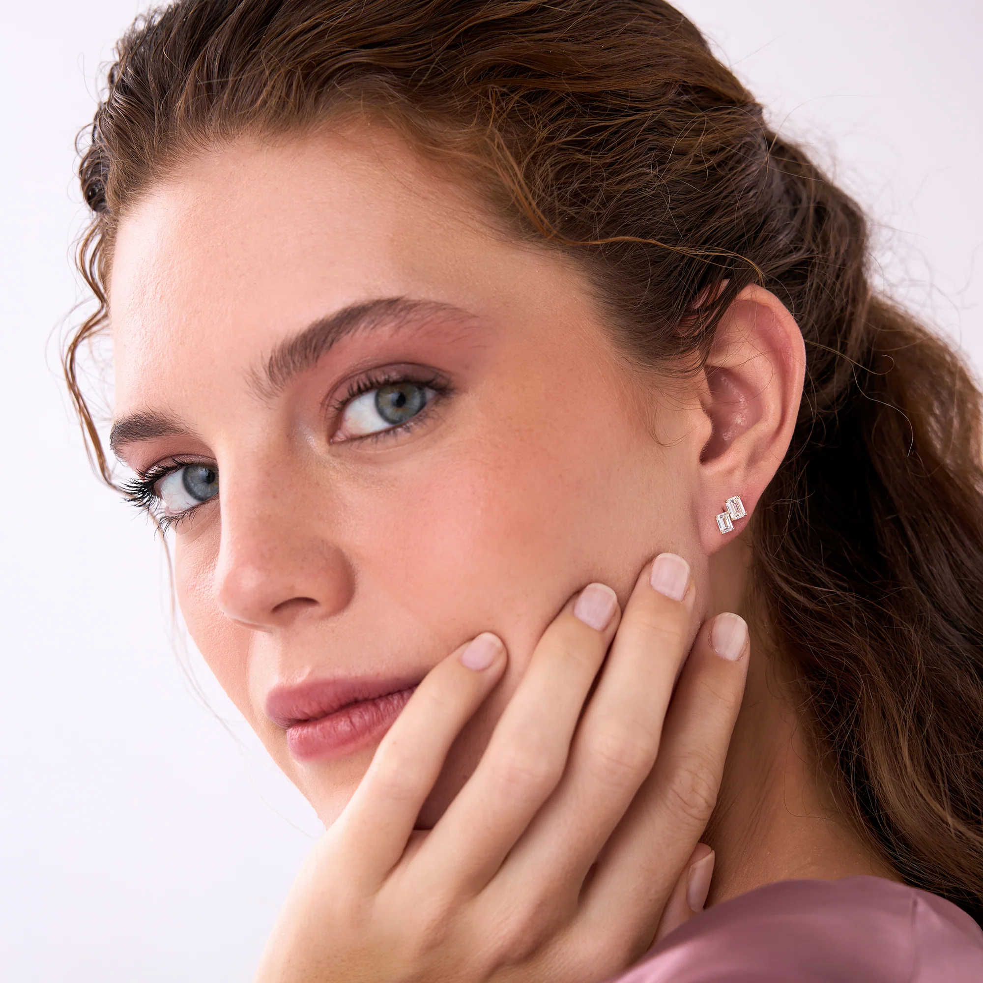 1.75 ctw 14k Lab Grown Emerald Cut Diamond Double Stud Earrings - Dana - Image 5