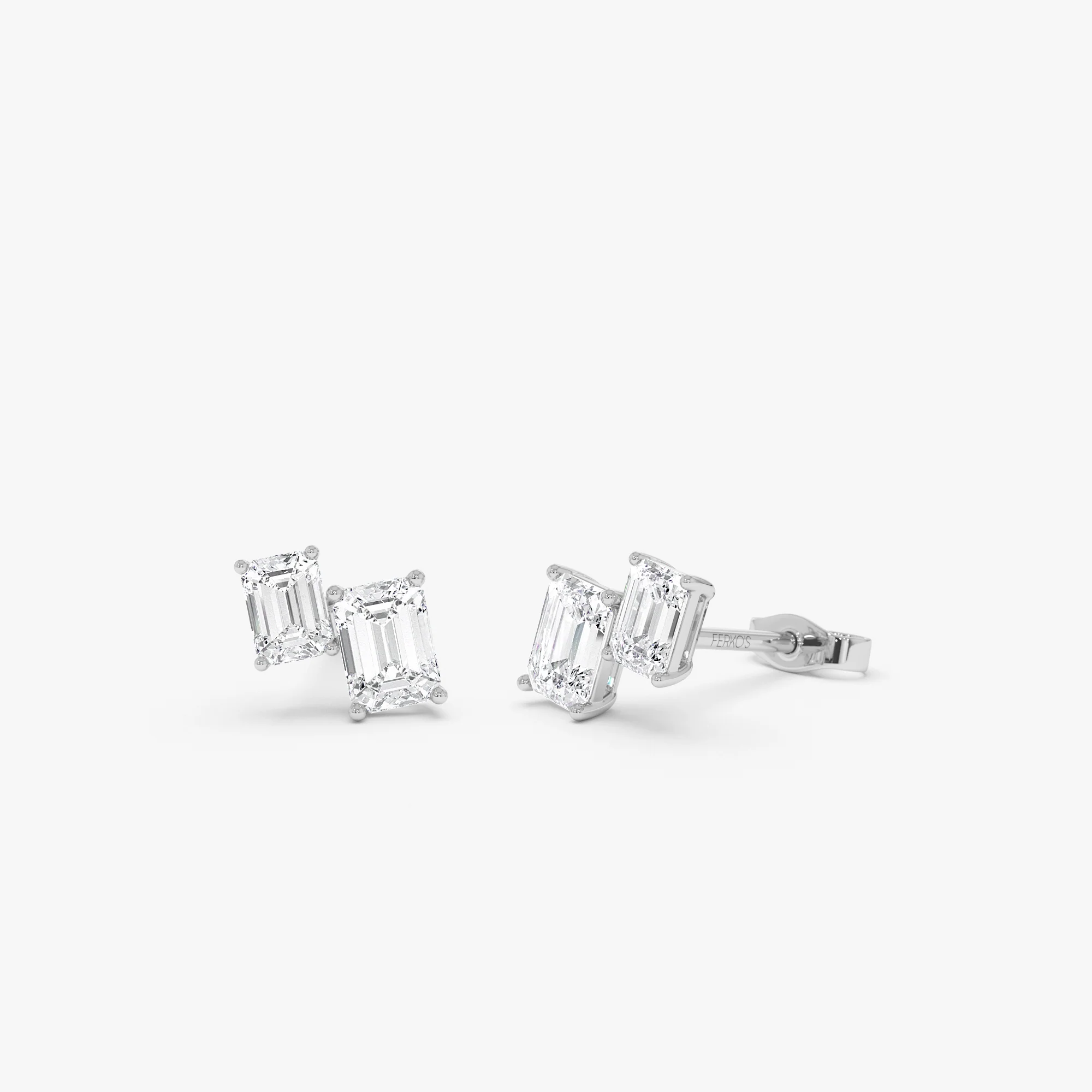 1.75 ctw 14k Lab Grown Emerald Cut Diamond Double Stud Earrings - Dana - Image 7