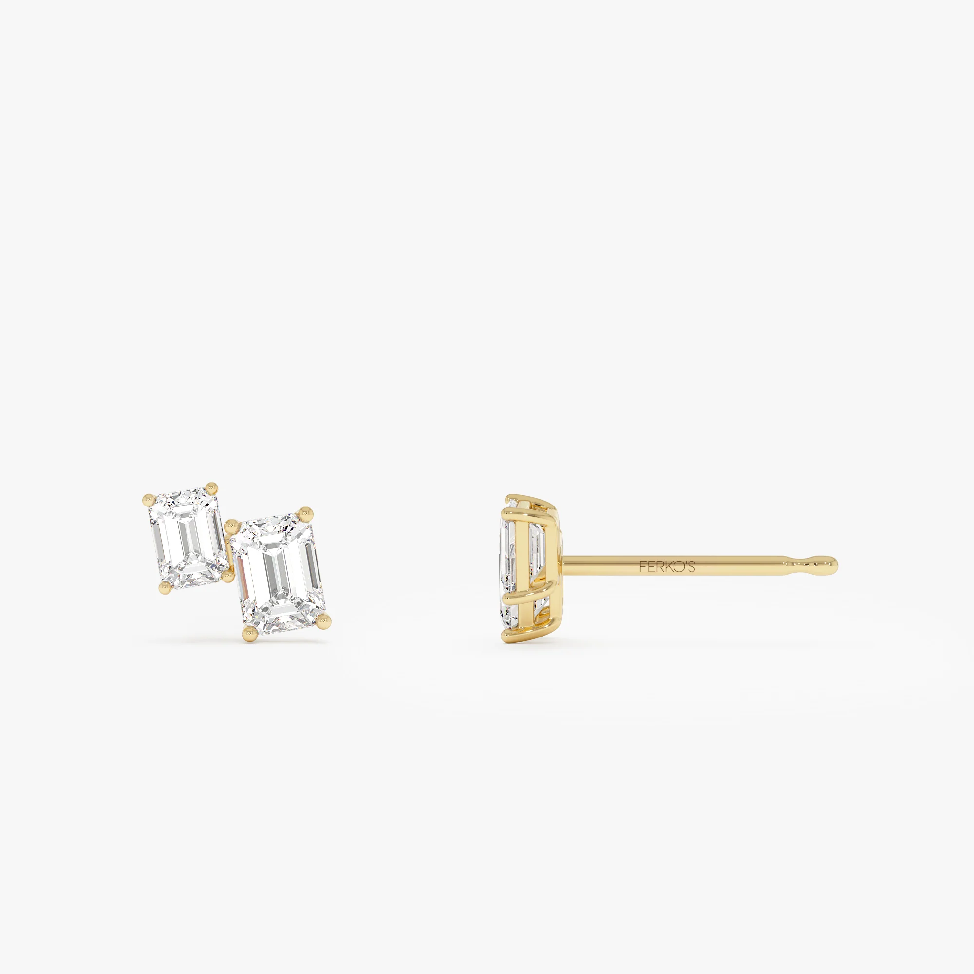 1.75 ctw 14k Lab Grown Emerald Cut Diamond Double Stud Earrings - Dana - Image 8
