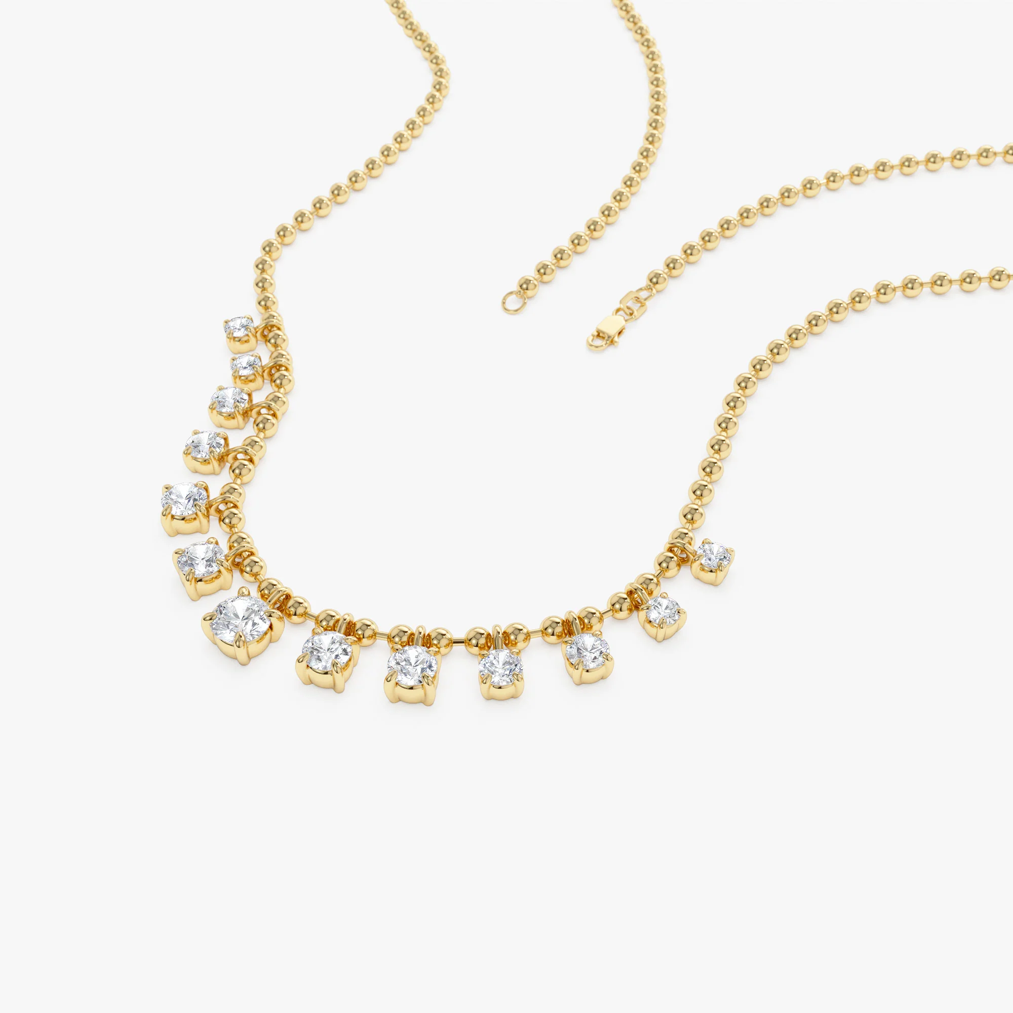 1.75 Ctw 14k Gold Prong Setting Lab Diamond Beaded Necklace - Isa - Image 8