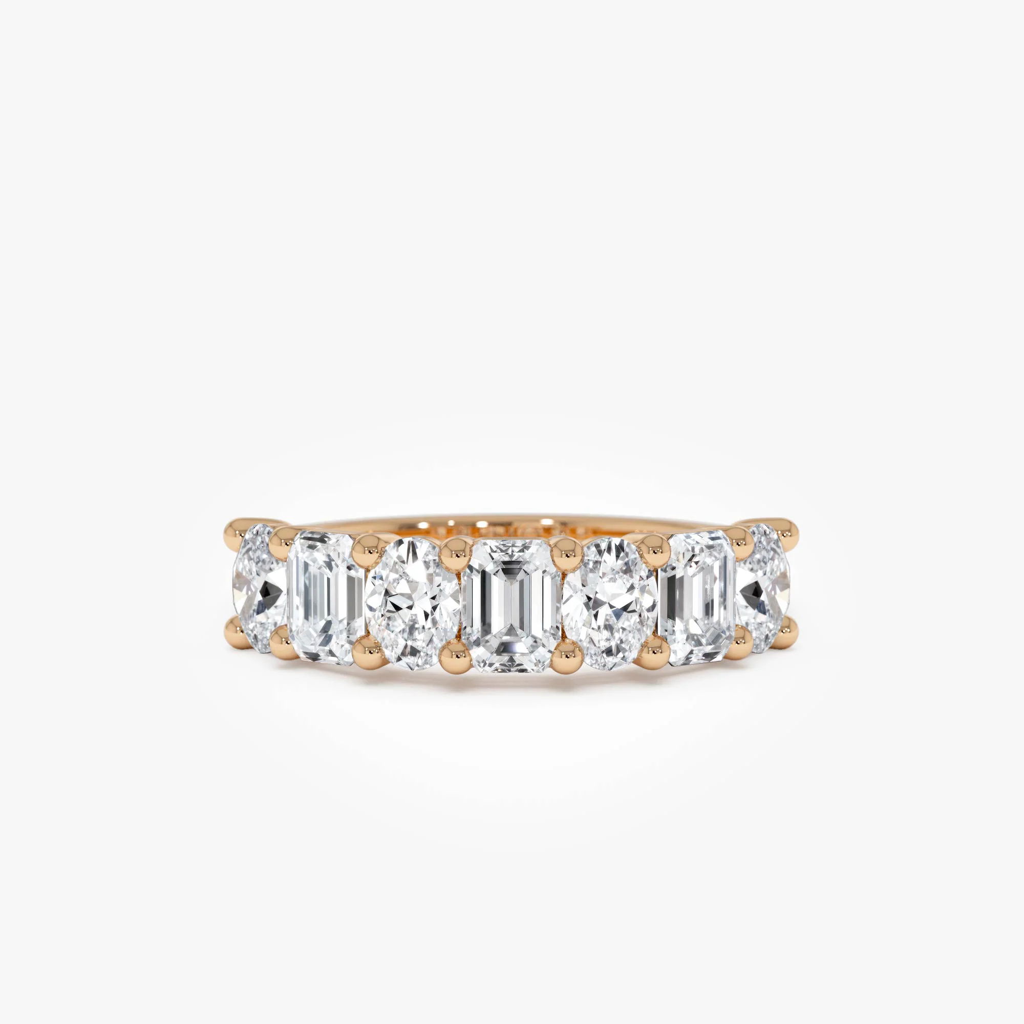 1.85 Ctw 14k Lab Grown Mixed Emerald & Oval Cut Anniversary Band - Zita - Image 4