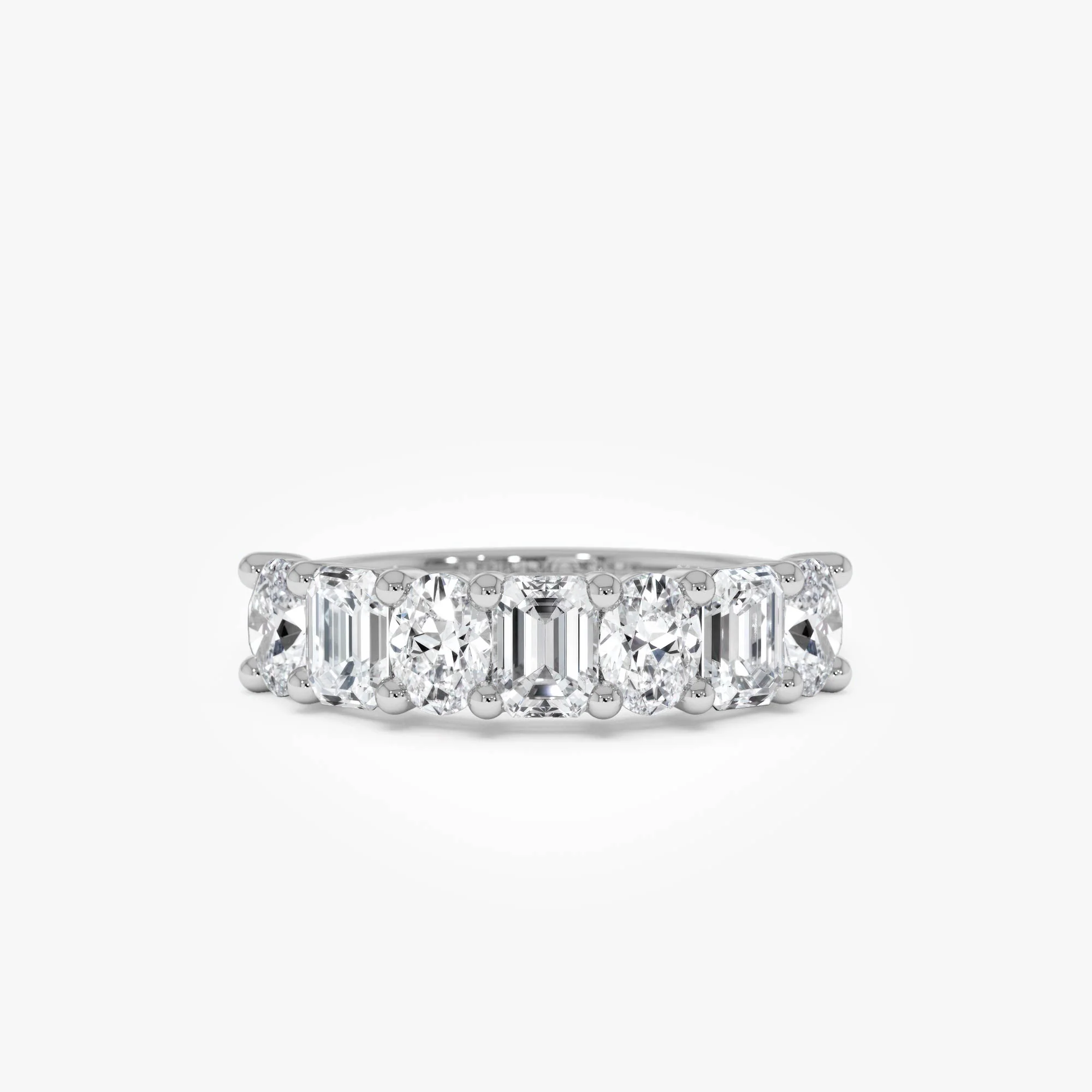 1.85 Ctw 14k Lab Grown Mixed Emerald & Oval Cut Anniversary Band - Zita - Image 5