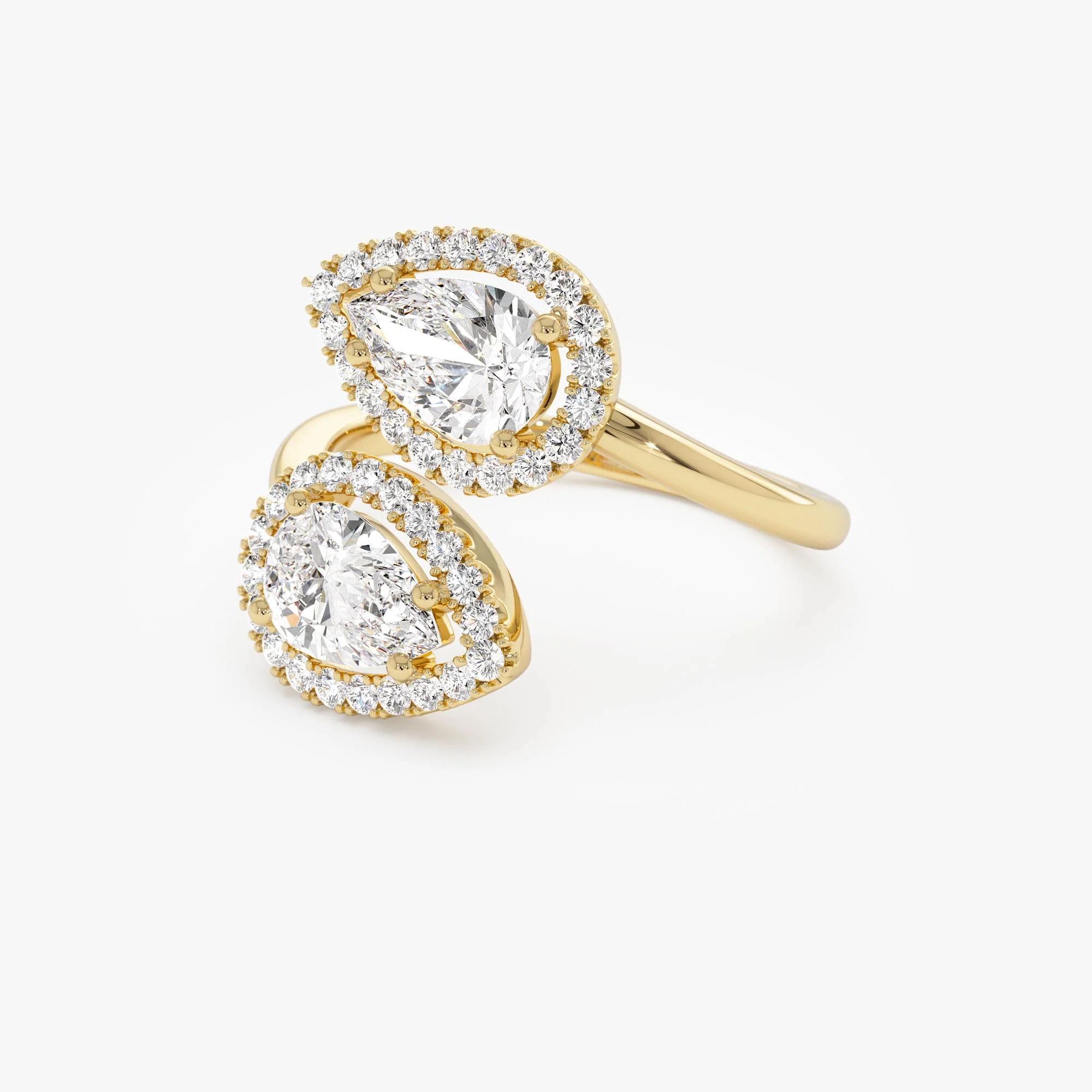 1.90 ctw Double Pear Shaped Lab Grown Halo Bypass Ring - Isabel - Image 9