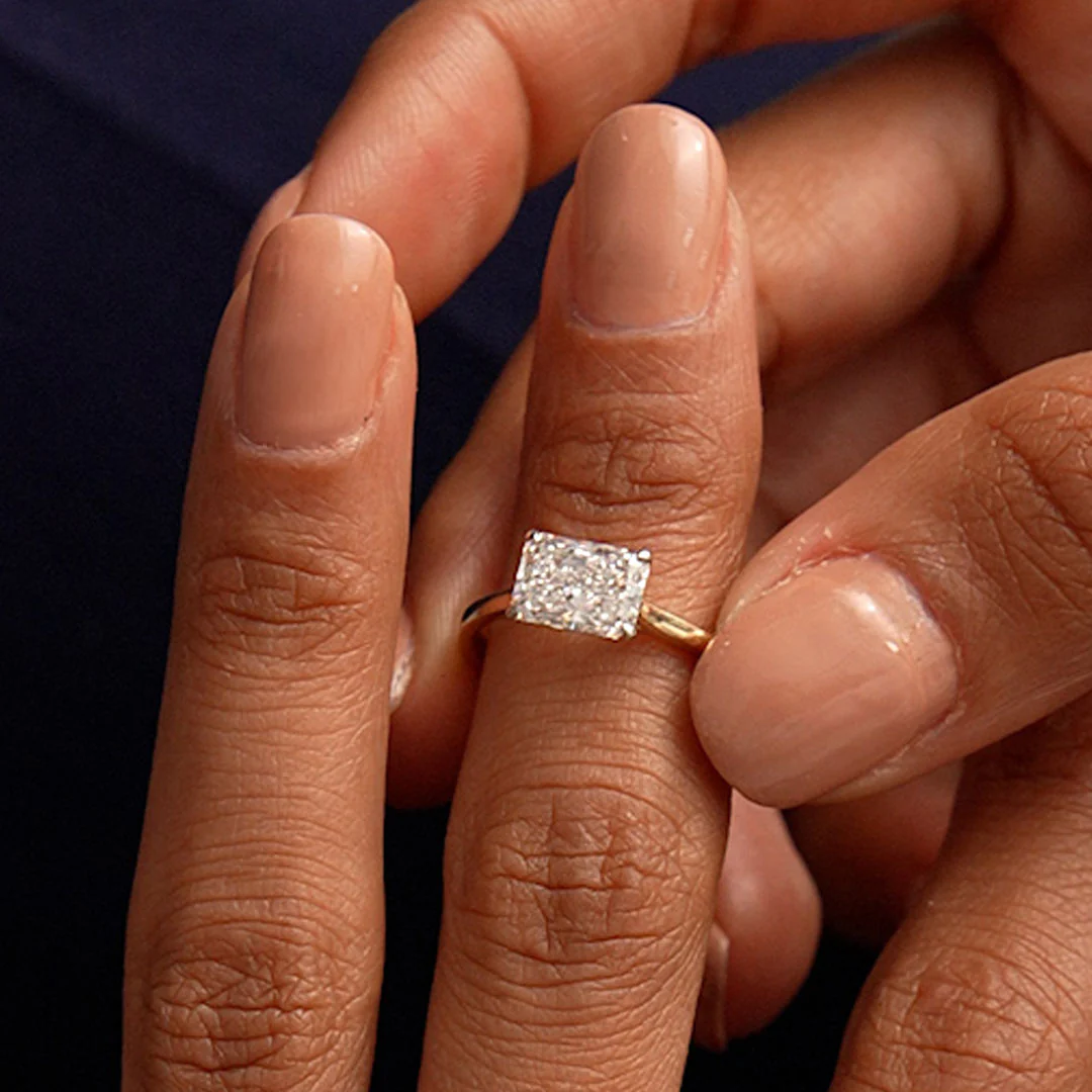 1 CTW 14k Radiant Cut Lab Grown Radiant Shaped East-West Set Diamond Ring - Alba - Image 7