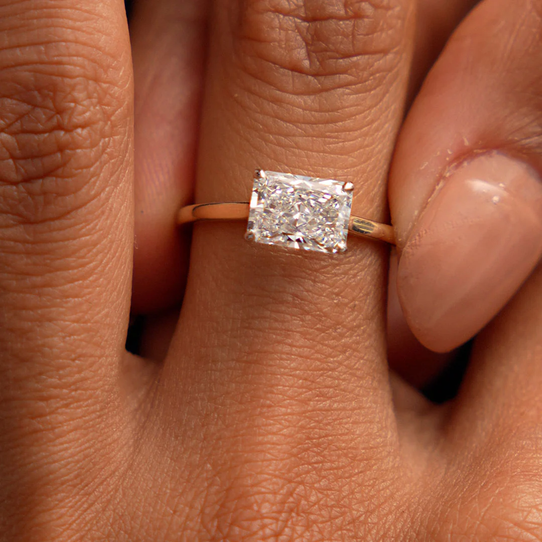 1 CTW 14k Radiant Cut Lab Grown Radiant Shaped East-West Set Diamond Ring - Alba - Image 8