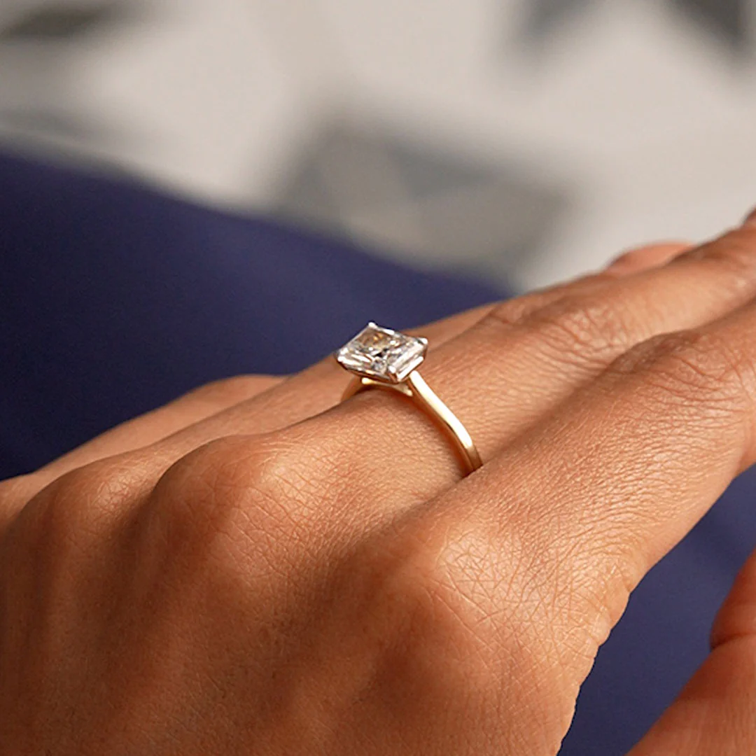 1 CTW 14k Radiant Cut Lab Grown Radiant Shaped East-West Set Diamond Ring - Alba - Image 9