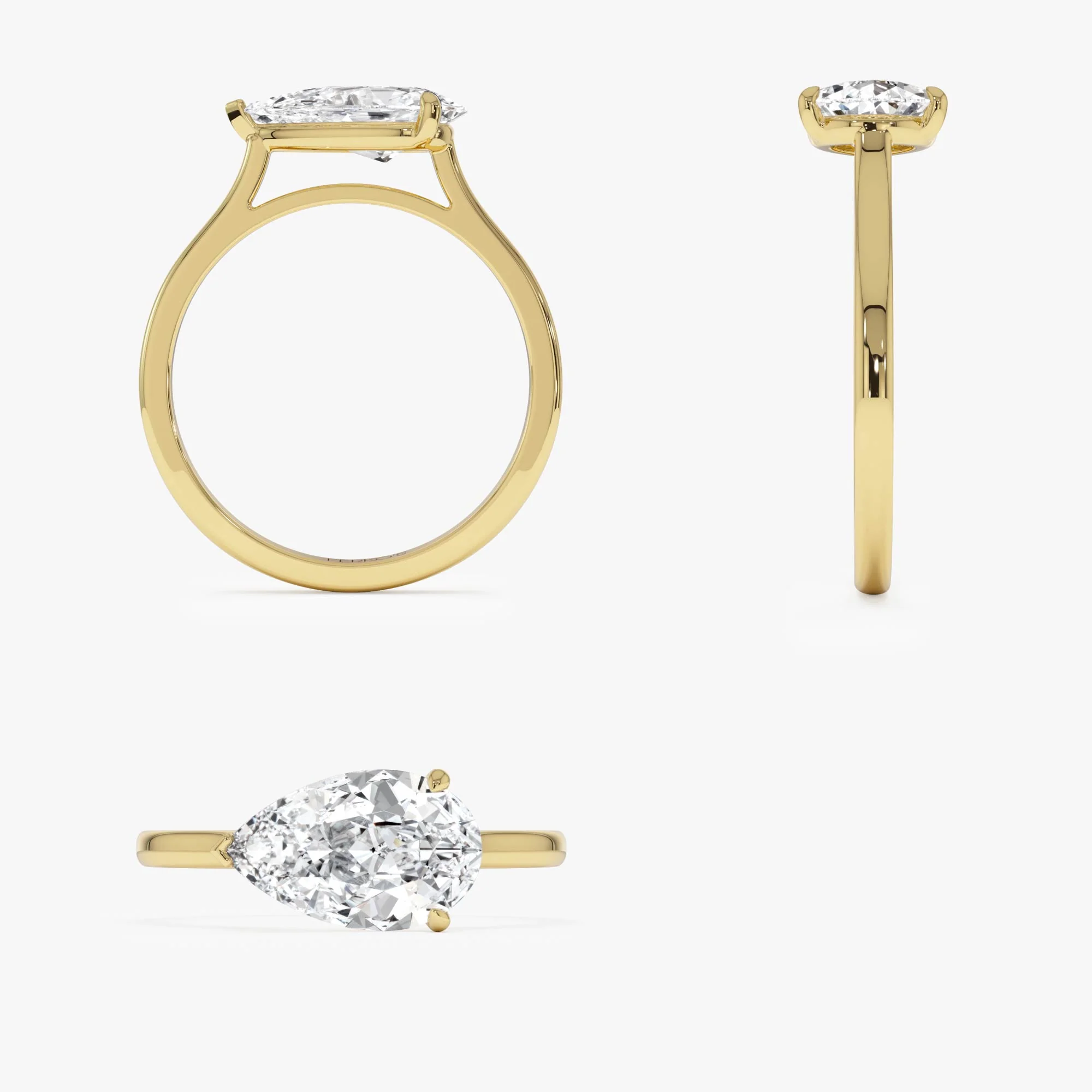 1 CTW 14k Pear Shaped Lab Grown Pear Shaped East-West Set Diamond Ring - Daria - Image 12
