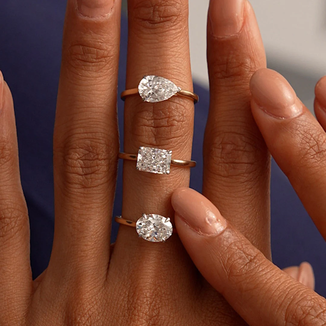 1 CTW 14k Pear Shaped Lab Grown Pear Shaped East-West Set Diamond Ring - Daria - Image 6