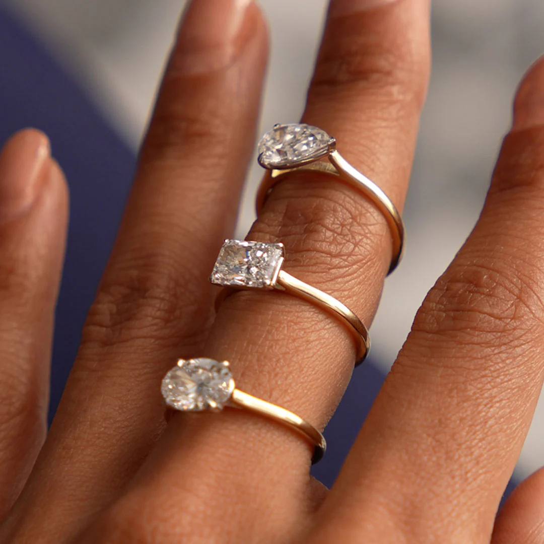 1 CTW 14k Pear Shaped Lab Grown Pear Shaped East-West Set Diamond Ring - Daria - Image 7