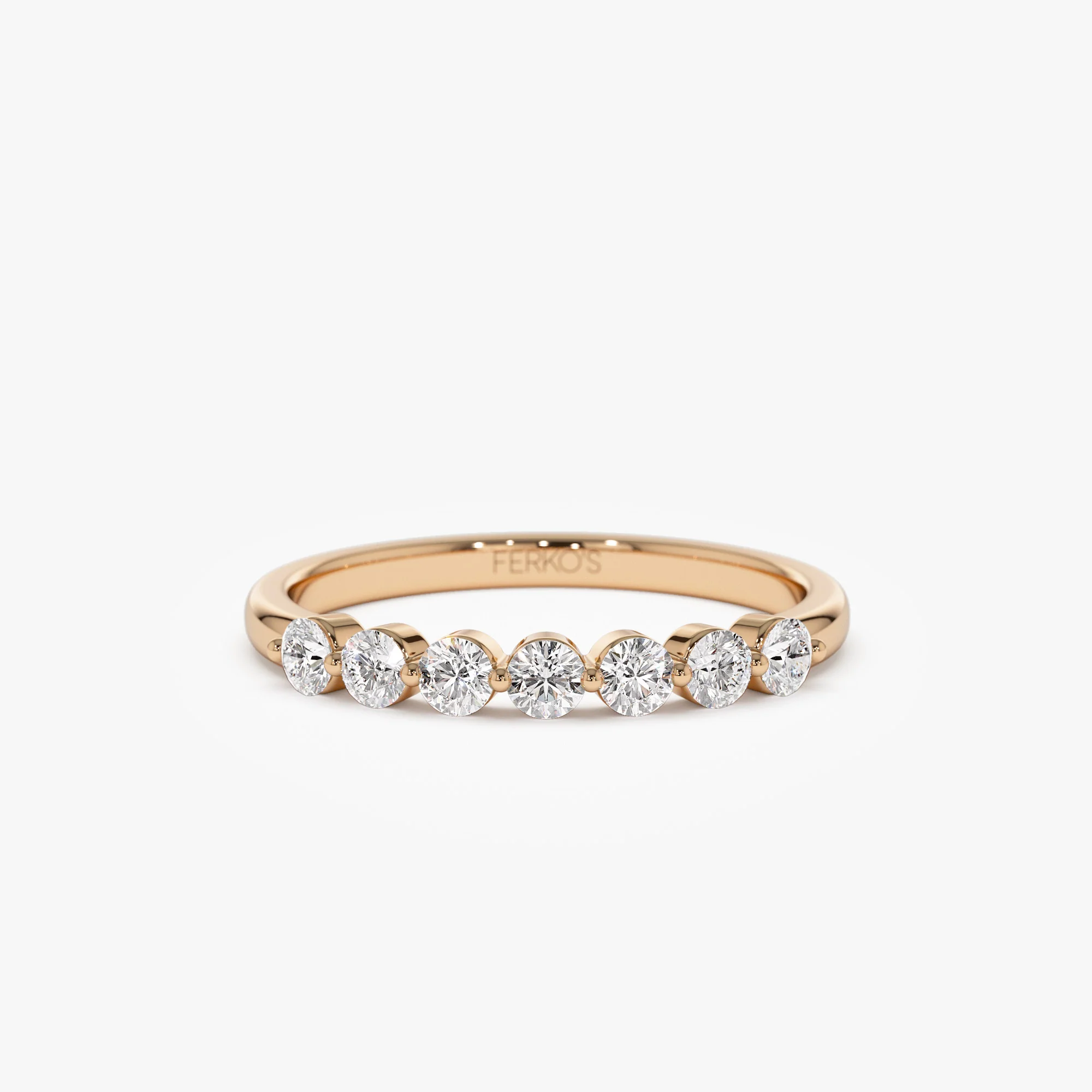 14k 0.40ctw 7 Stone Shared Prong Diamond Wedding Band - Image 5