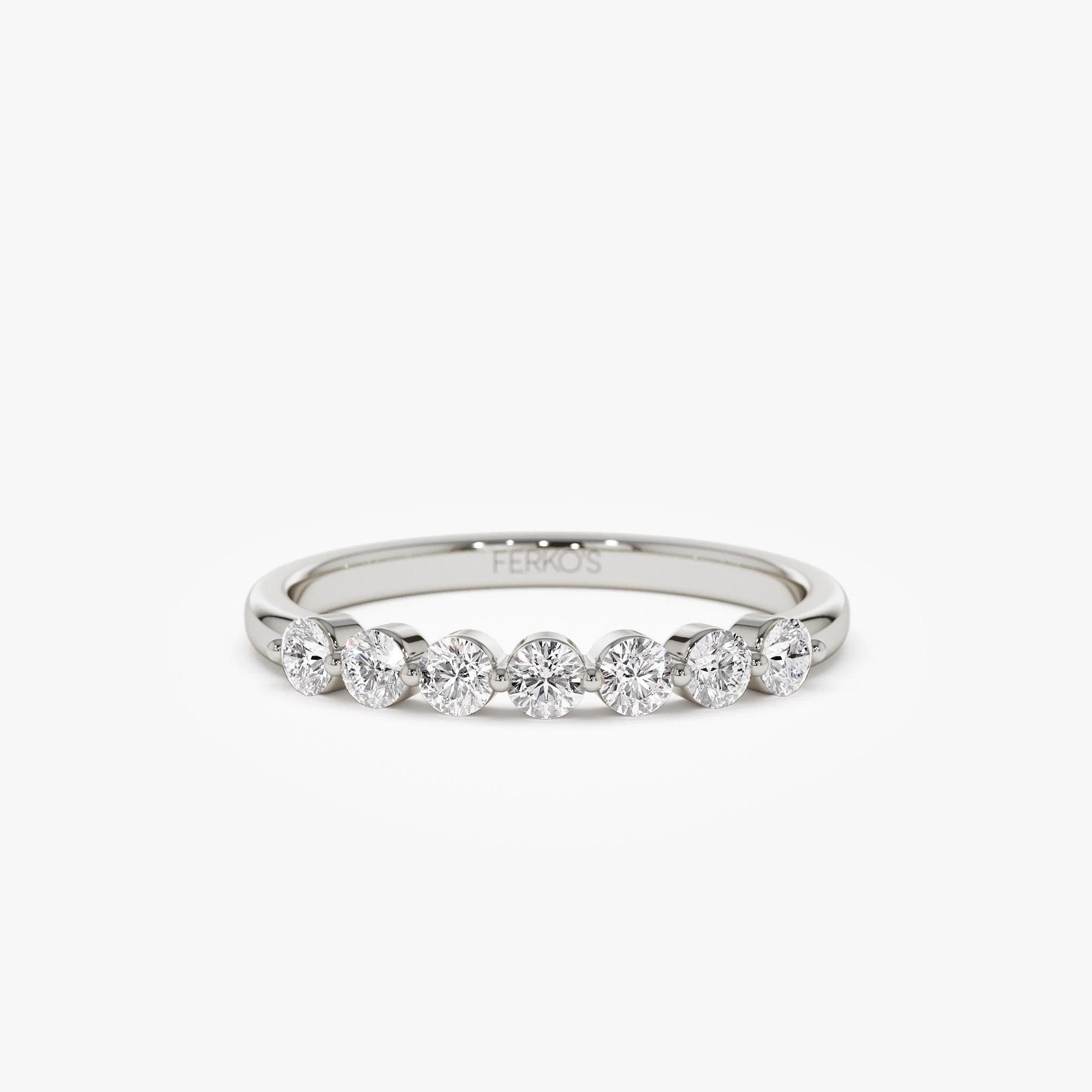 14k 0.40ctw 7 Stone Shared Prong Diamond Wedding Band - Image 6