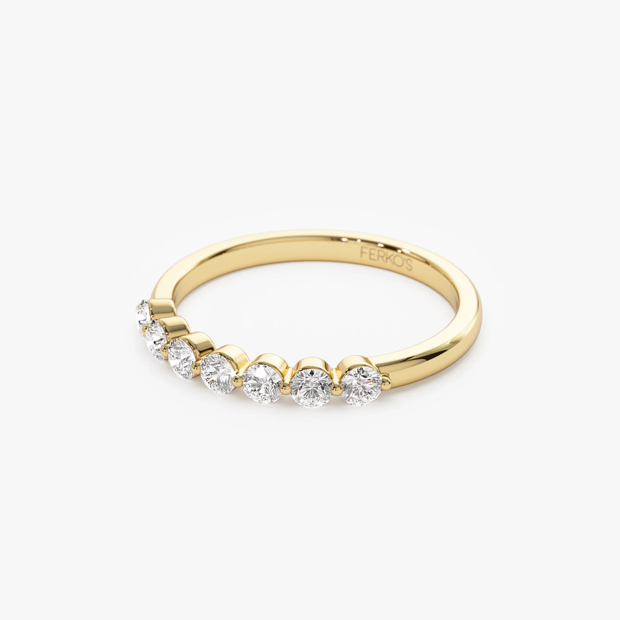 14k 0.40ctw 7 Stone Shared Prong Diamond Wedding Band - Image 7