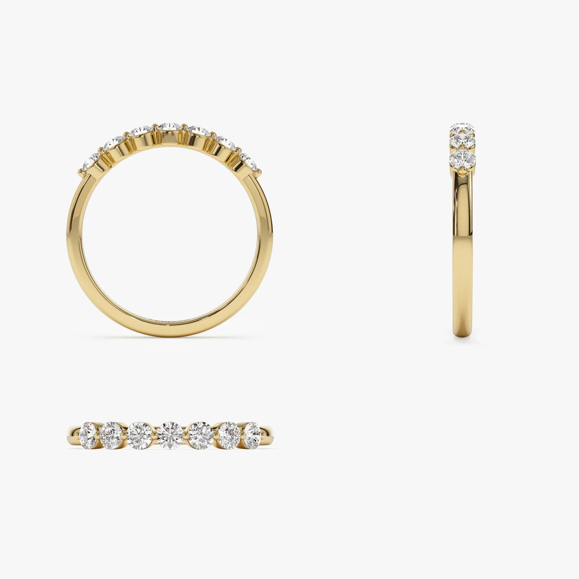 14k 0.40ctw 7 Stone Shared Prong Diamond Wedding Band - Image 8