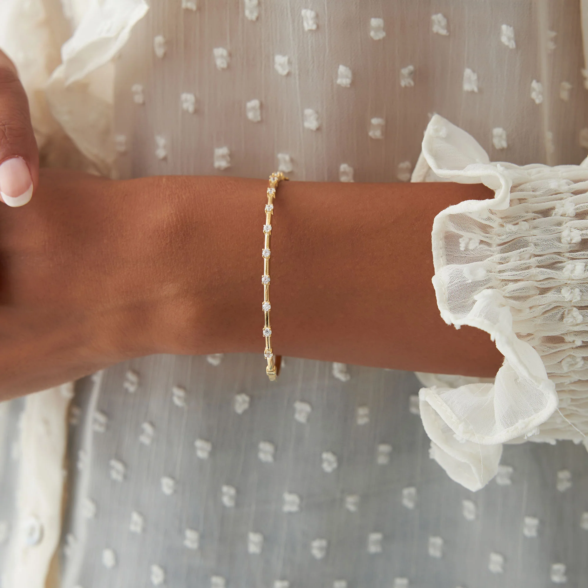 14k 0.50 ctw Diamond Bar Bangle Bracelet - Image 3