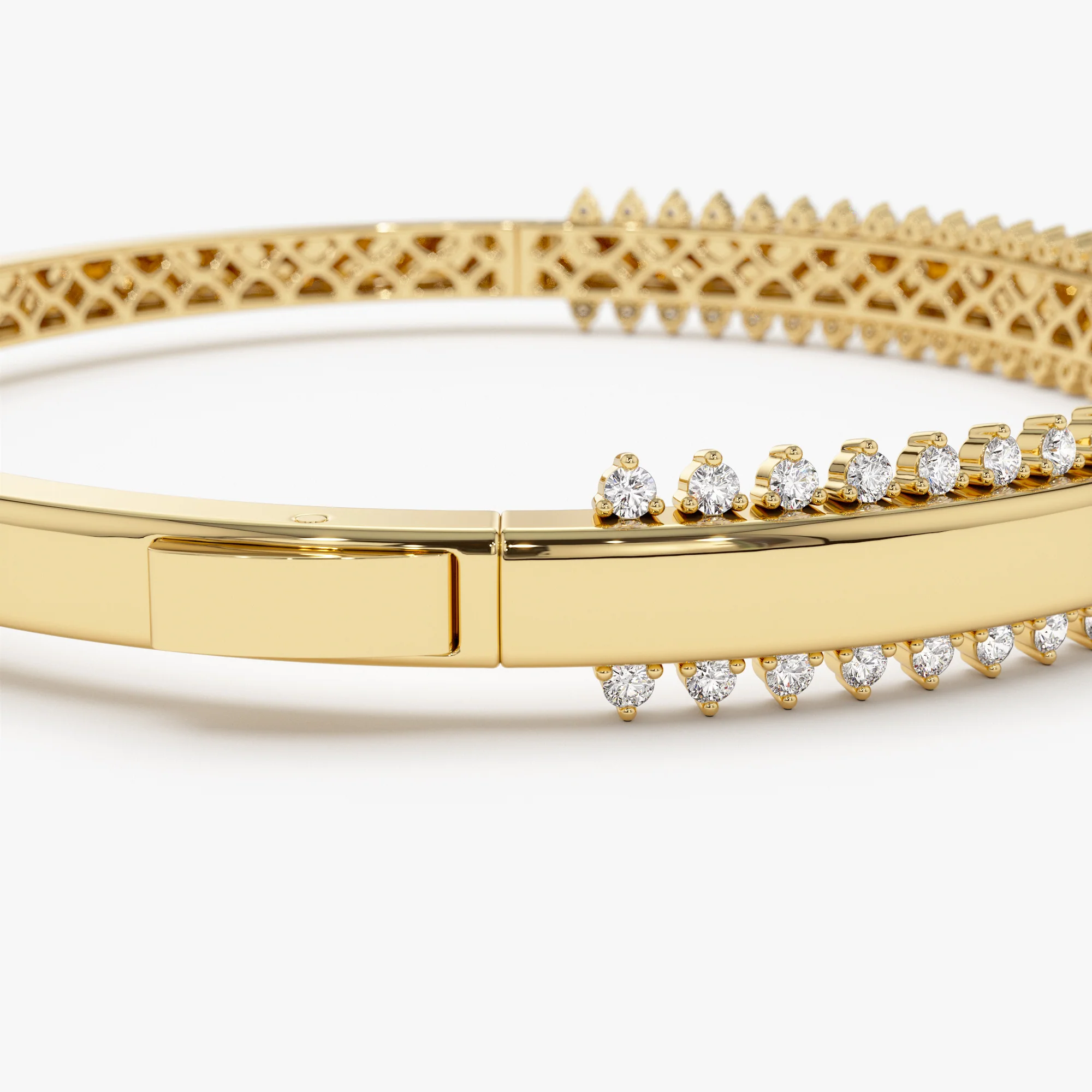 14k 0.85 Ctw Statement Diamond Bangle Bracelet - Image 10