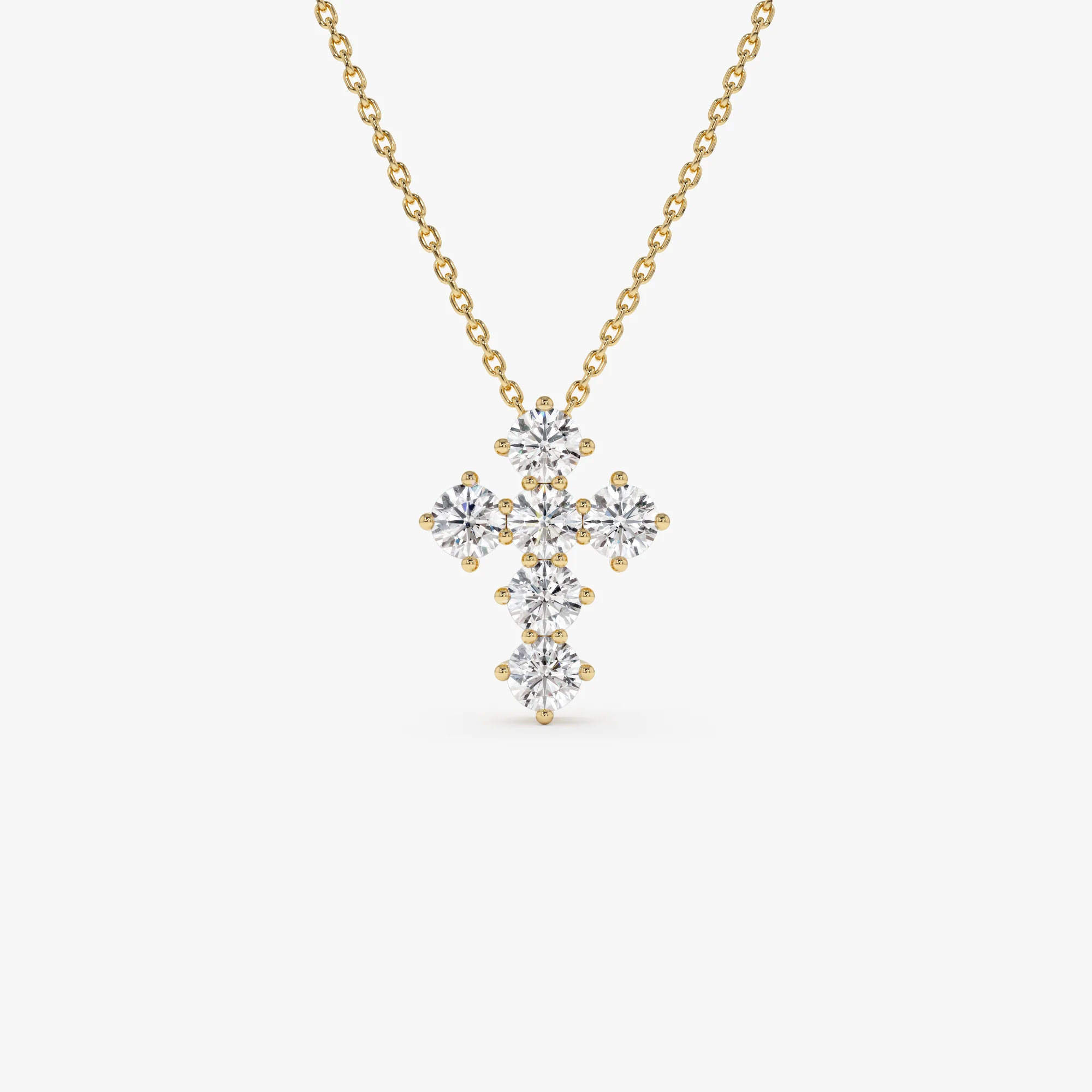 14k 0.99 Ctw Round Brilliant Lab Grown Diamond Cross Necklace - Imani
