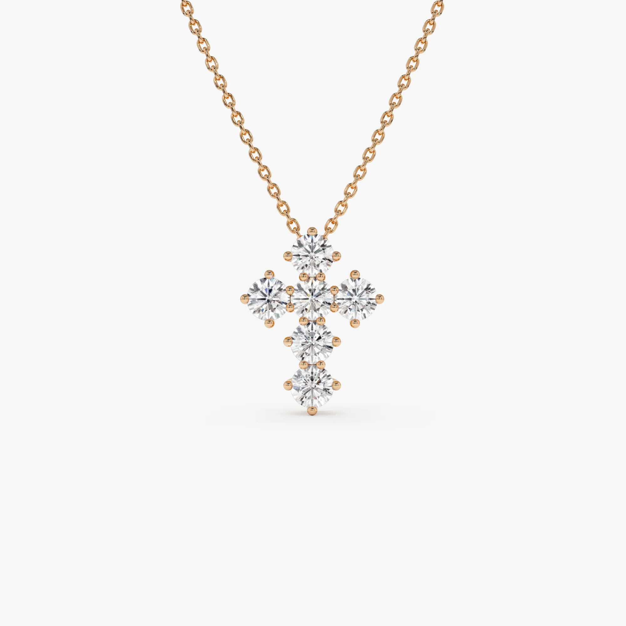14k 0.99 Ctw Round Brilliant Lab Grown Diamond Cross Necklace - Imani - Image 6