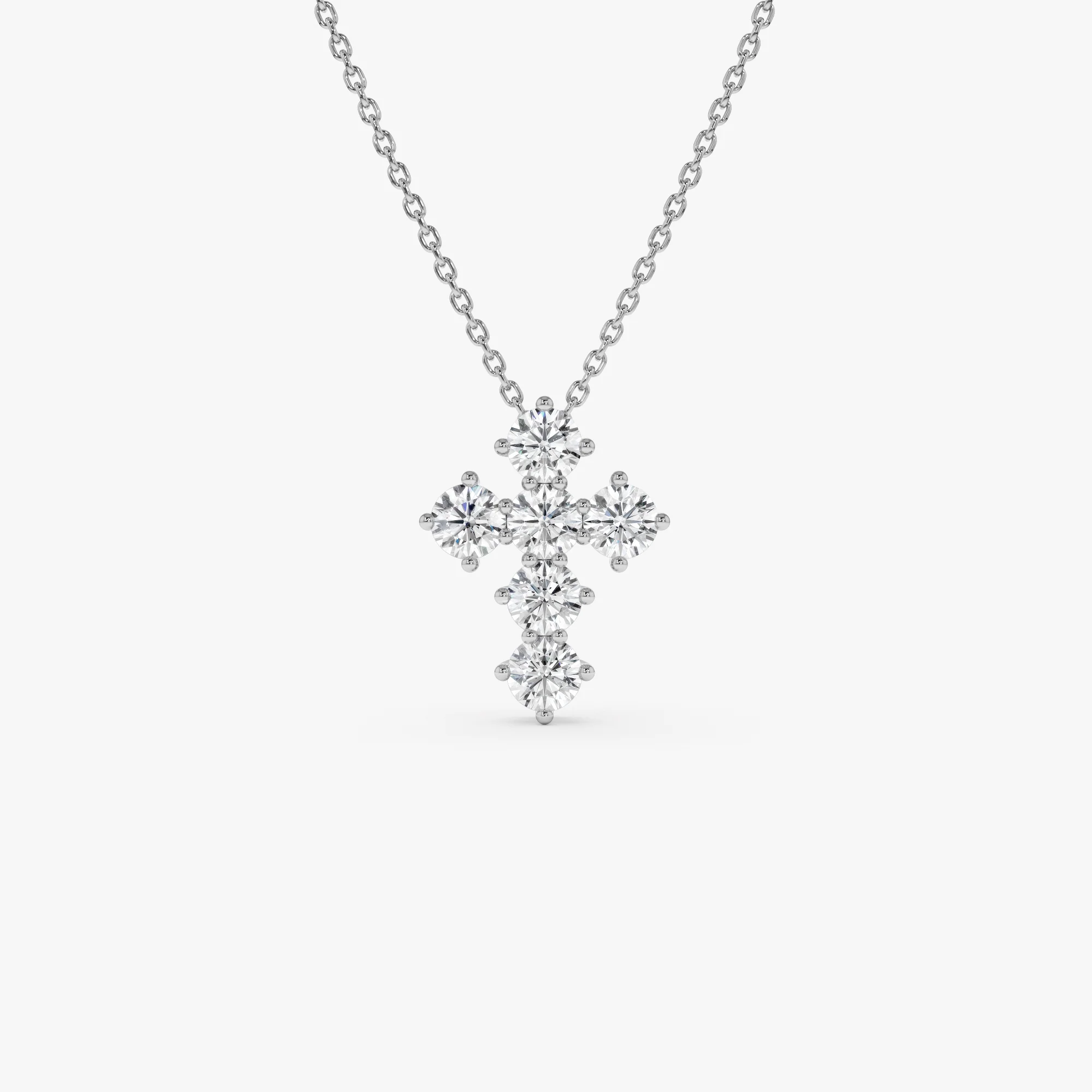 14k 0.99 Ctw Round Brilliant Lab Grown Diamond Cross Necklace - Imani - Image 7