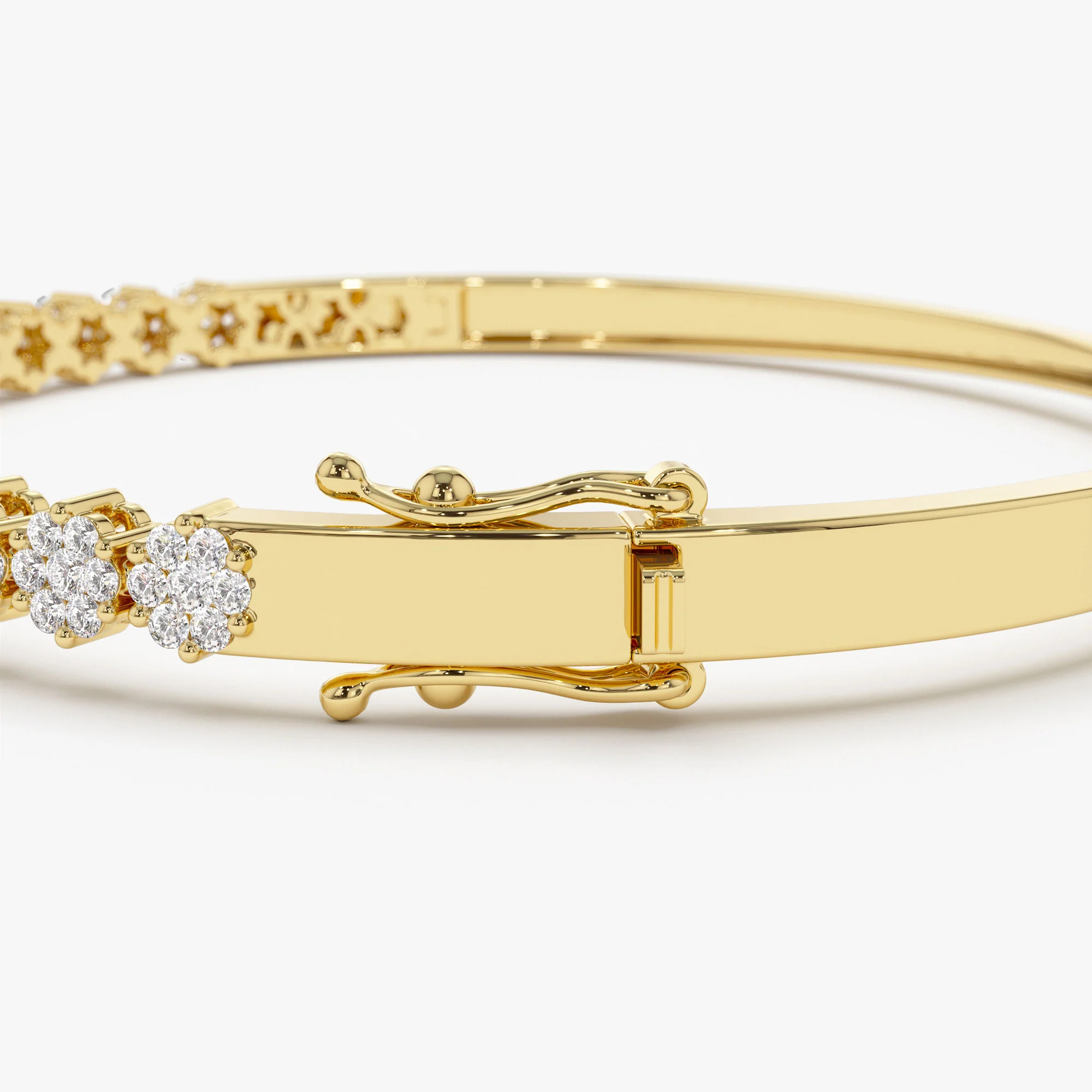 14k 1.15ctw Luxurious Cluster Diamond Bangle - Image 10