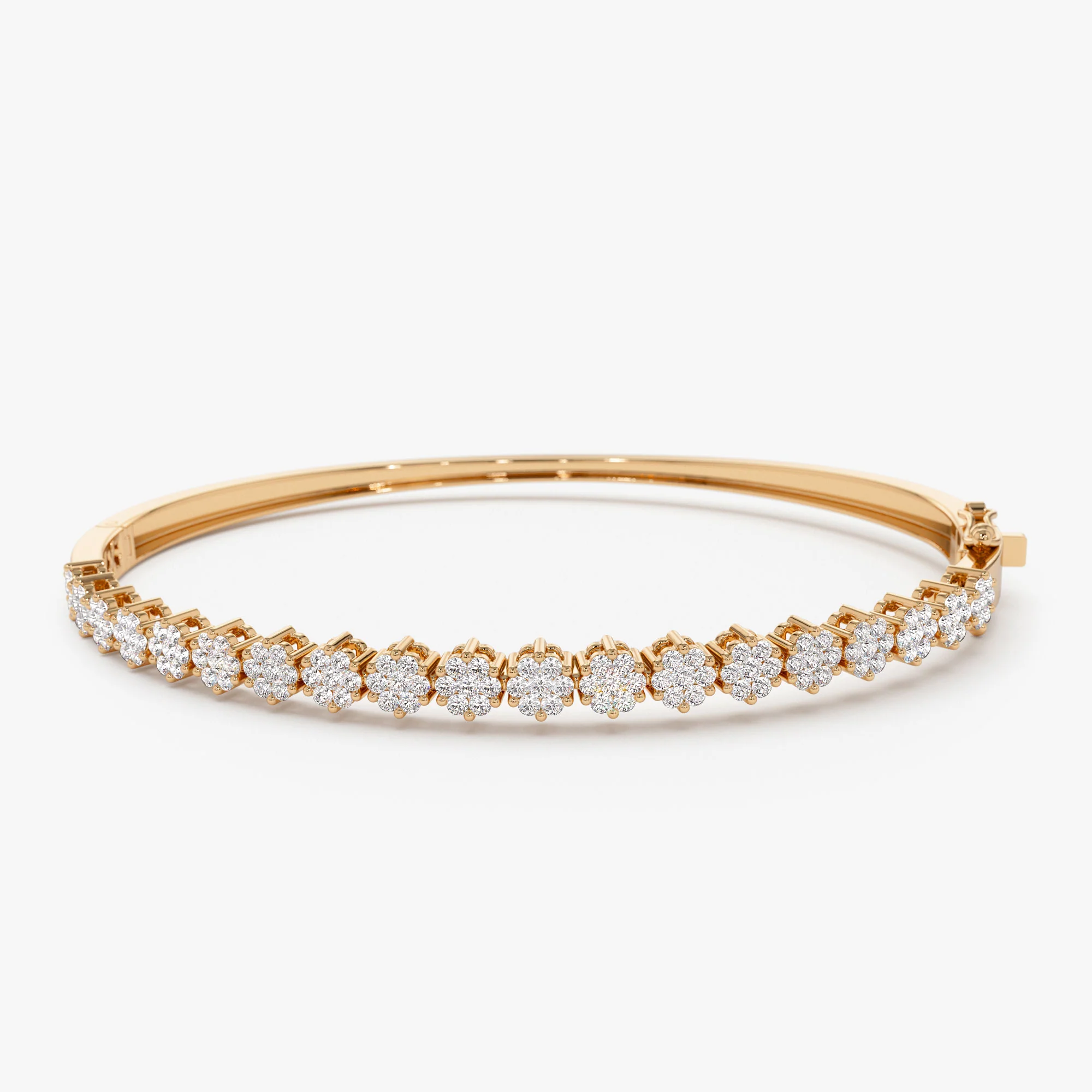 14k 1.15ctw Luxurious Cluster Diamond Bangle - Image 7