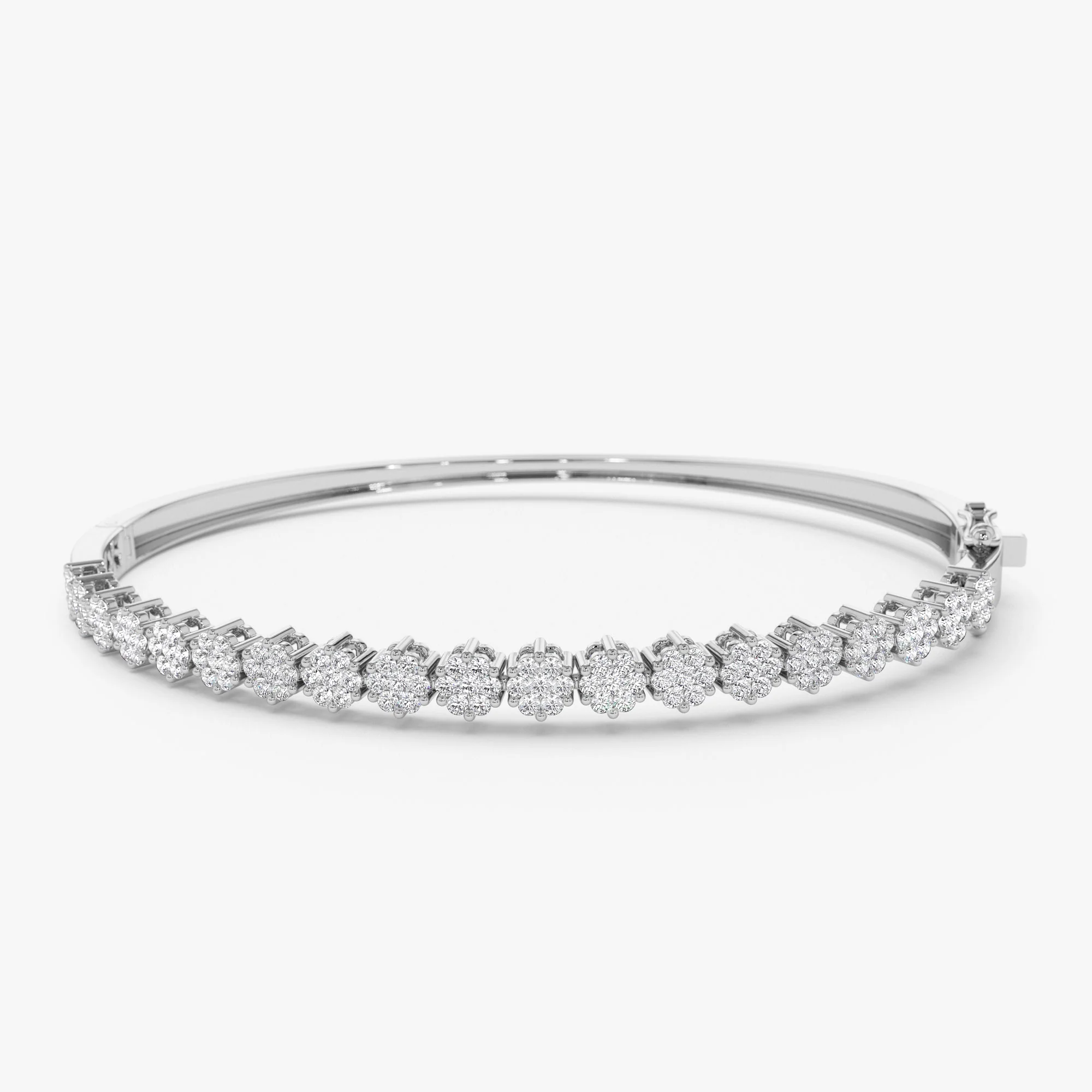 14k 1.15ctw Luxurious Cluster Diamond Bangle - Image 8