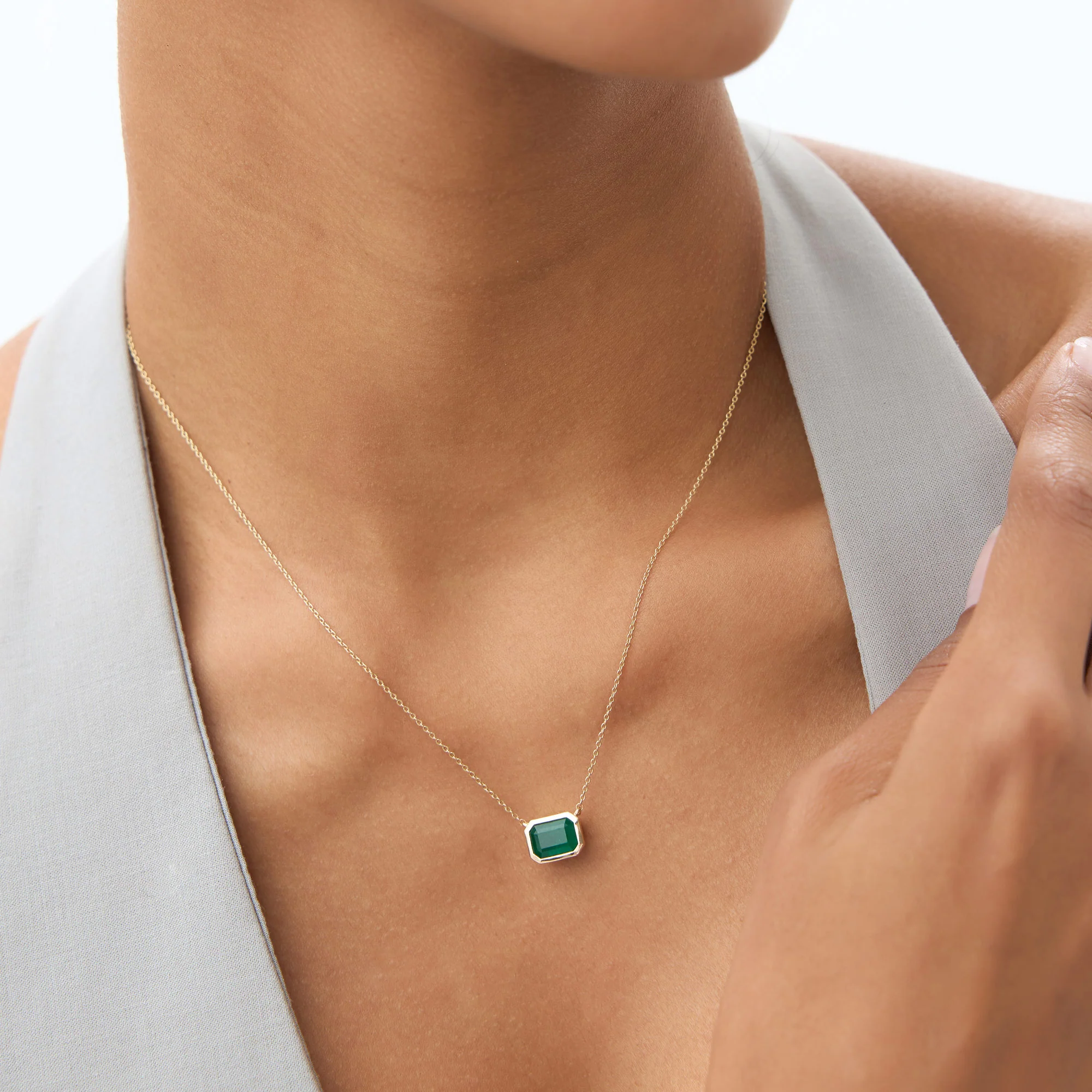 14k 1.50 - 2.20 Ctw Octagon Cut Bezel Setting Necklace - Image 3