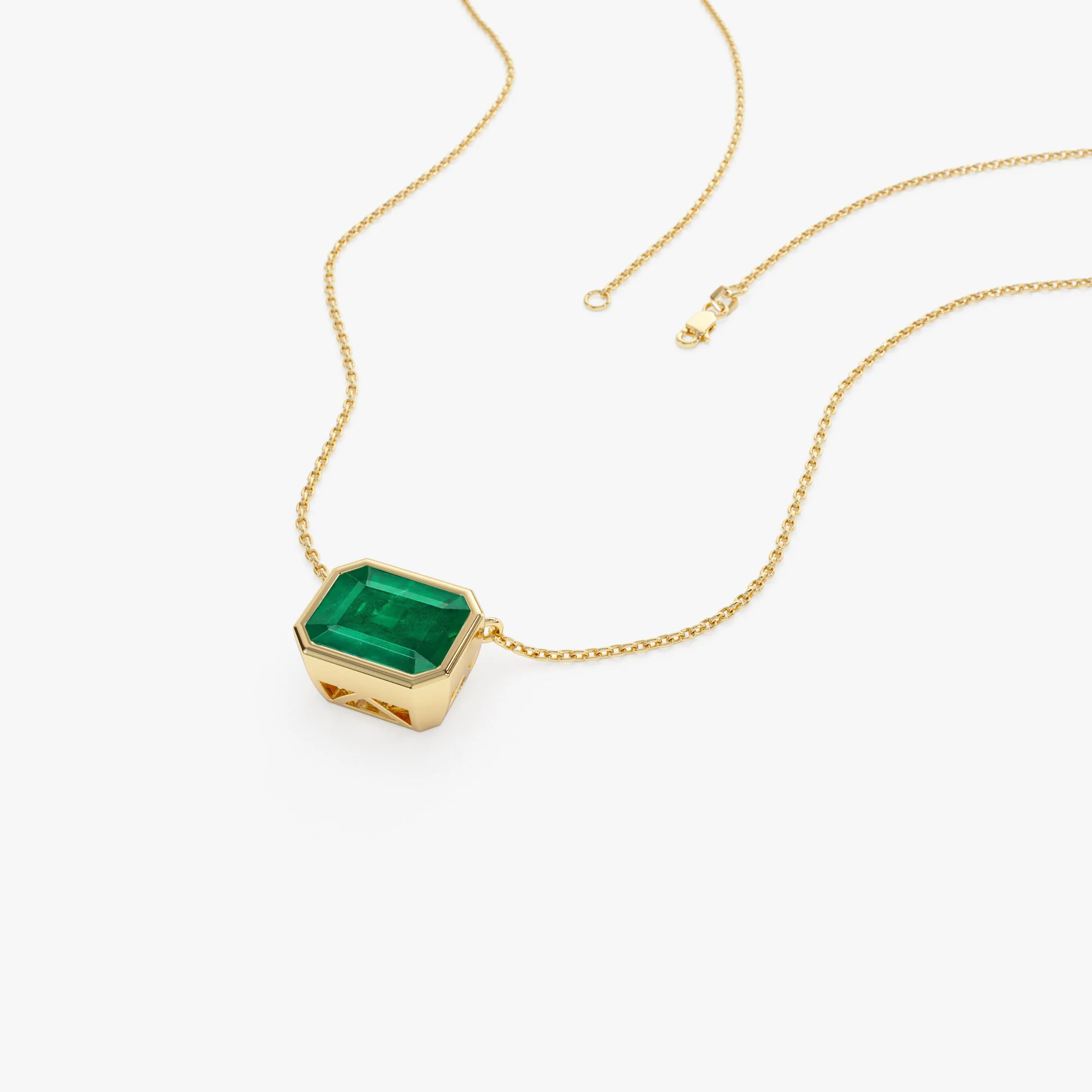 14k 1.50 - 2.20 Ctw Octagon Cut Bezel Setting Necklace - Image 6