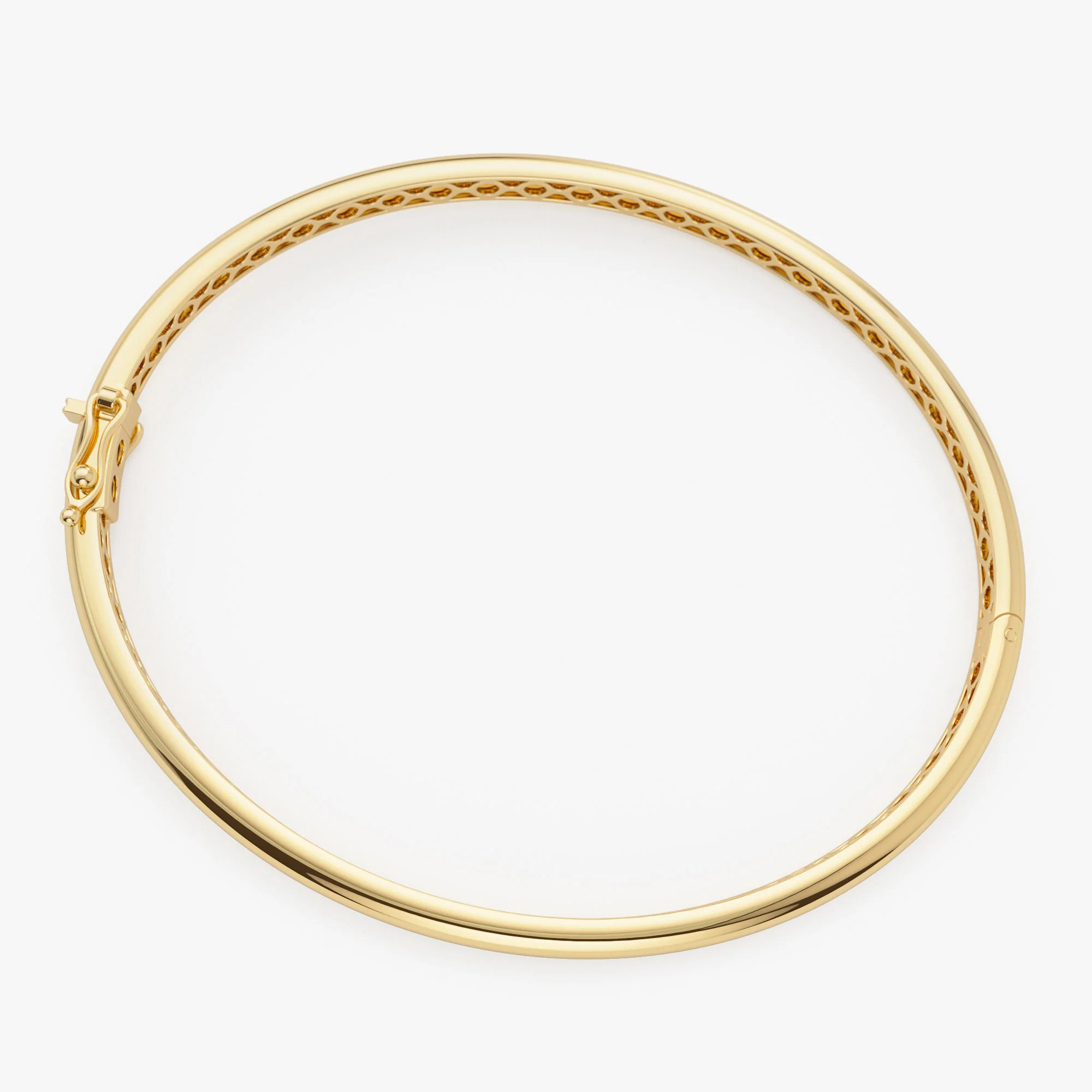 14k 3.5mm Dome Gold Bangle Bracelet - Image 10
