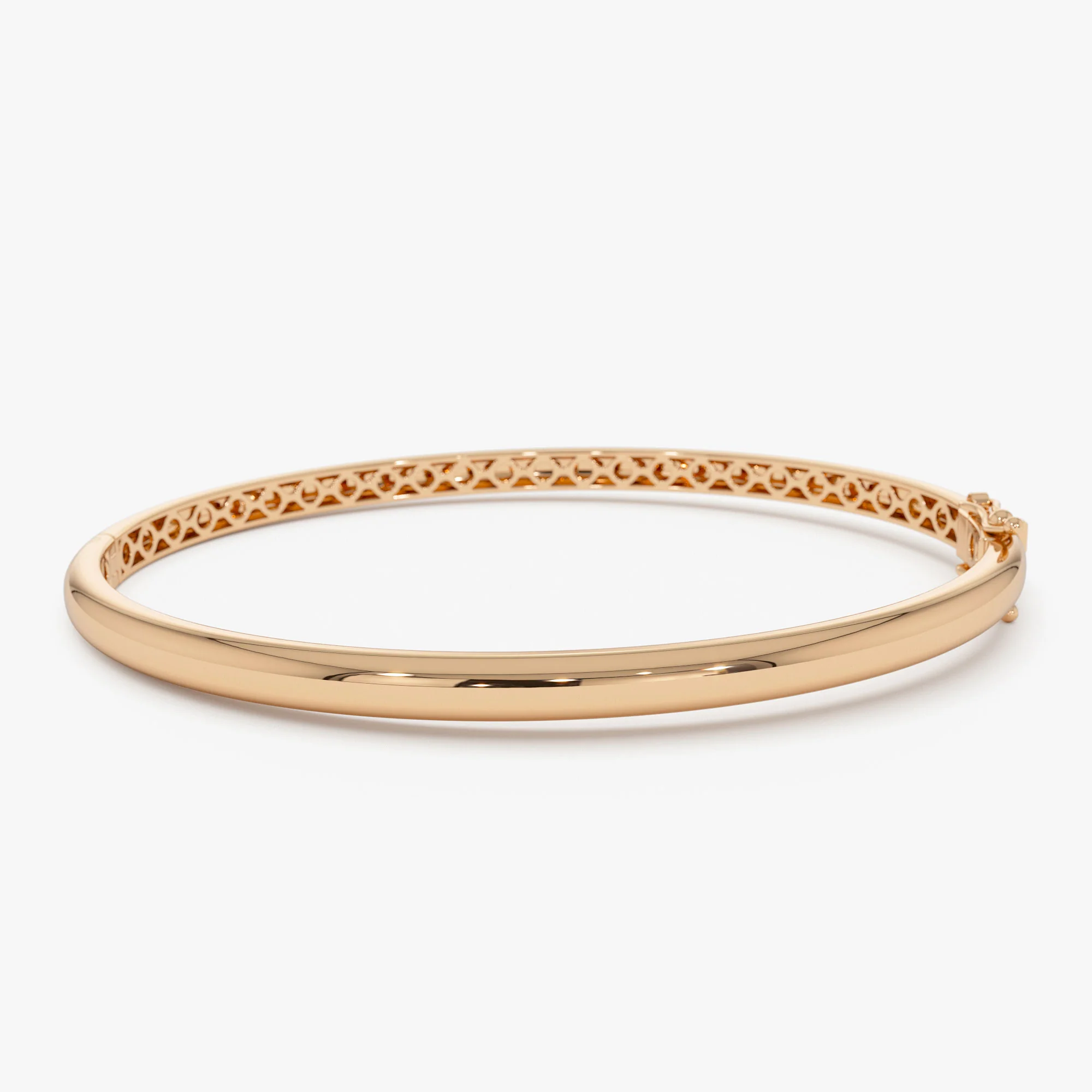 14k 3.5mm Dome Gold Bangle Bracelet - Image 8