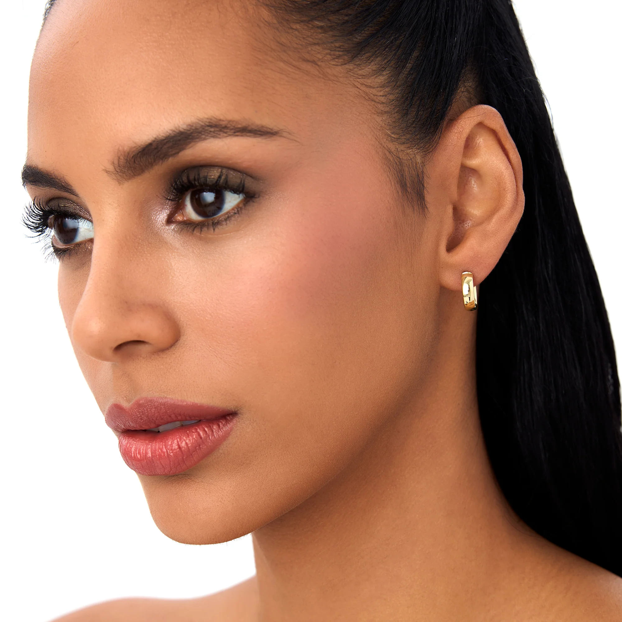 14k 3.85MM C Hoop Earrings - Image 4