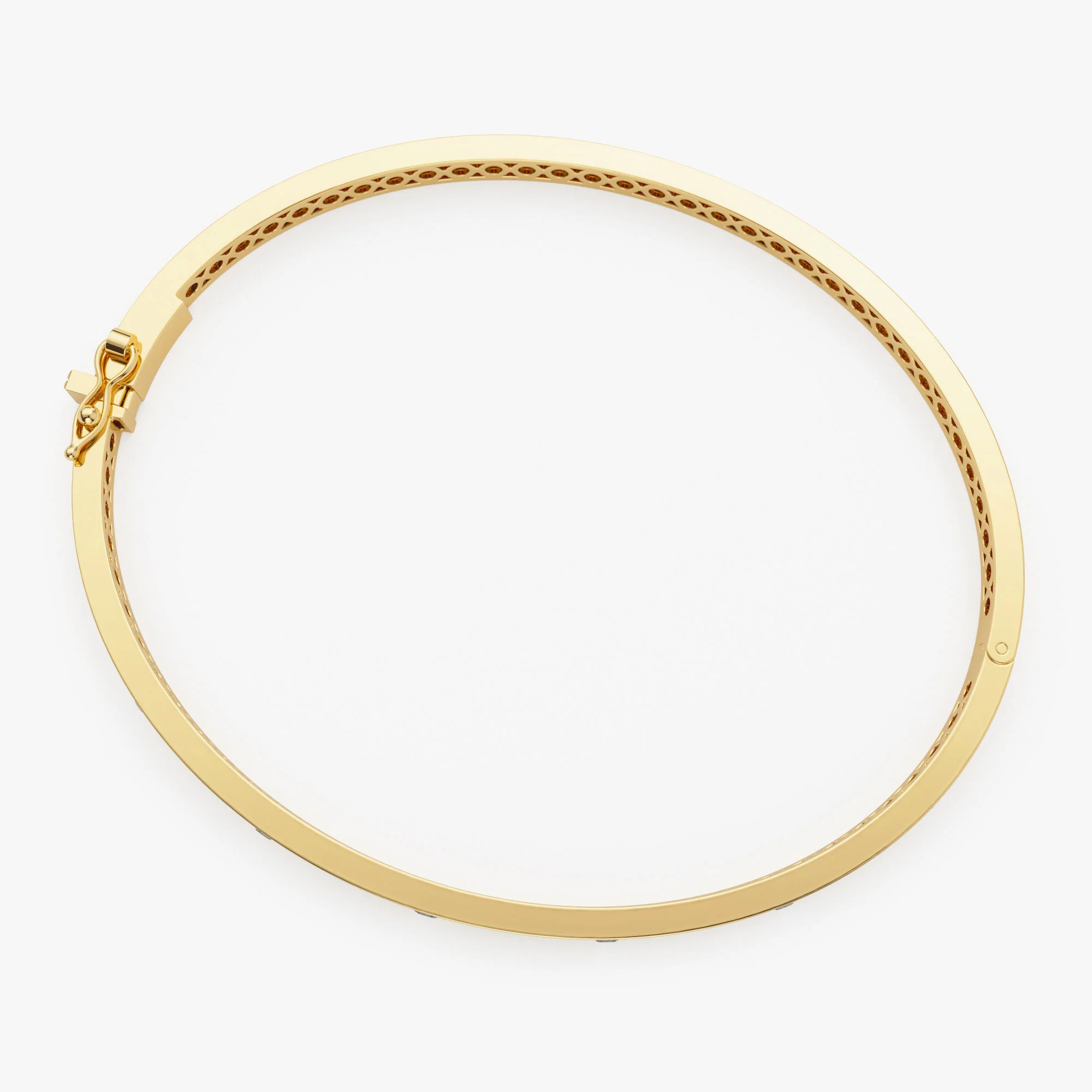 14k 3MM Flat Flush Setting Stacking Diamond Bangle - Image 8