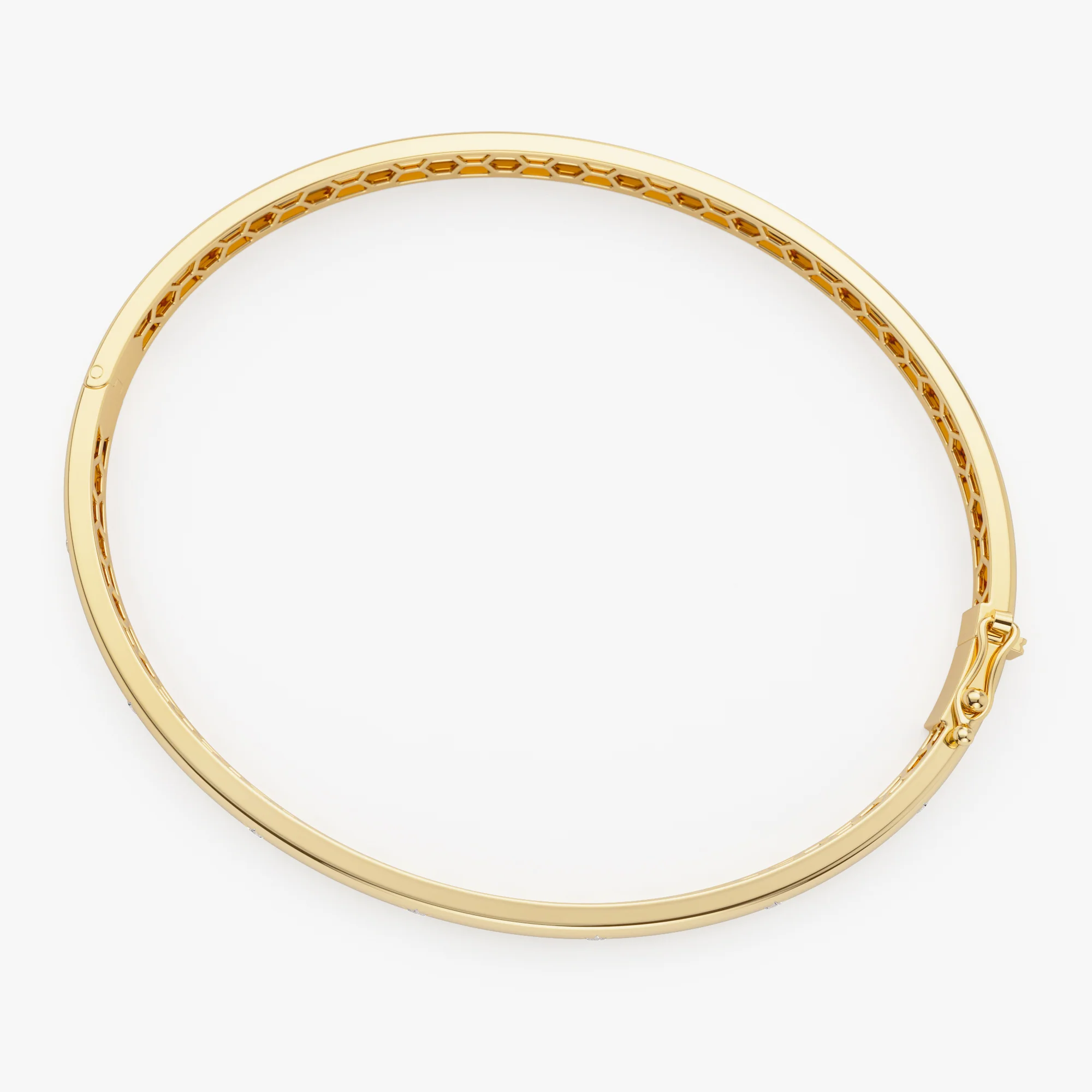 14k 4mm Dome Star Setting Diamond Bangle Bracelet - Image 8