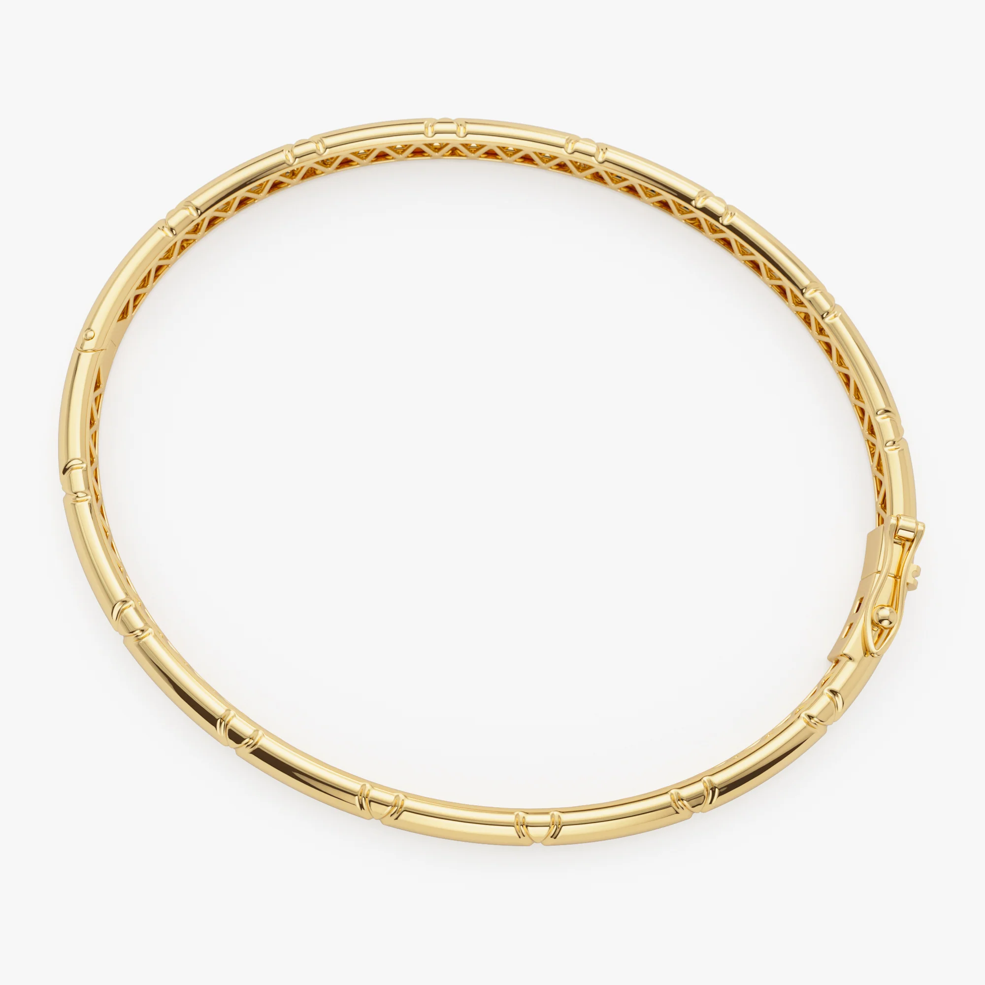 14K 4MM Dome X Cut Design Gold Bangle - Image 9