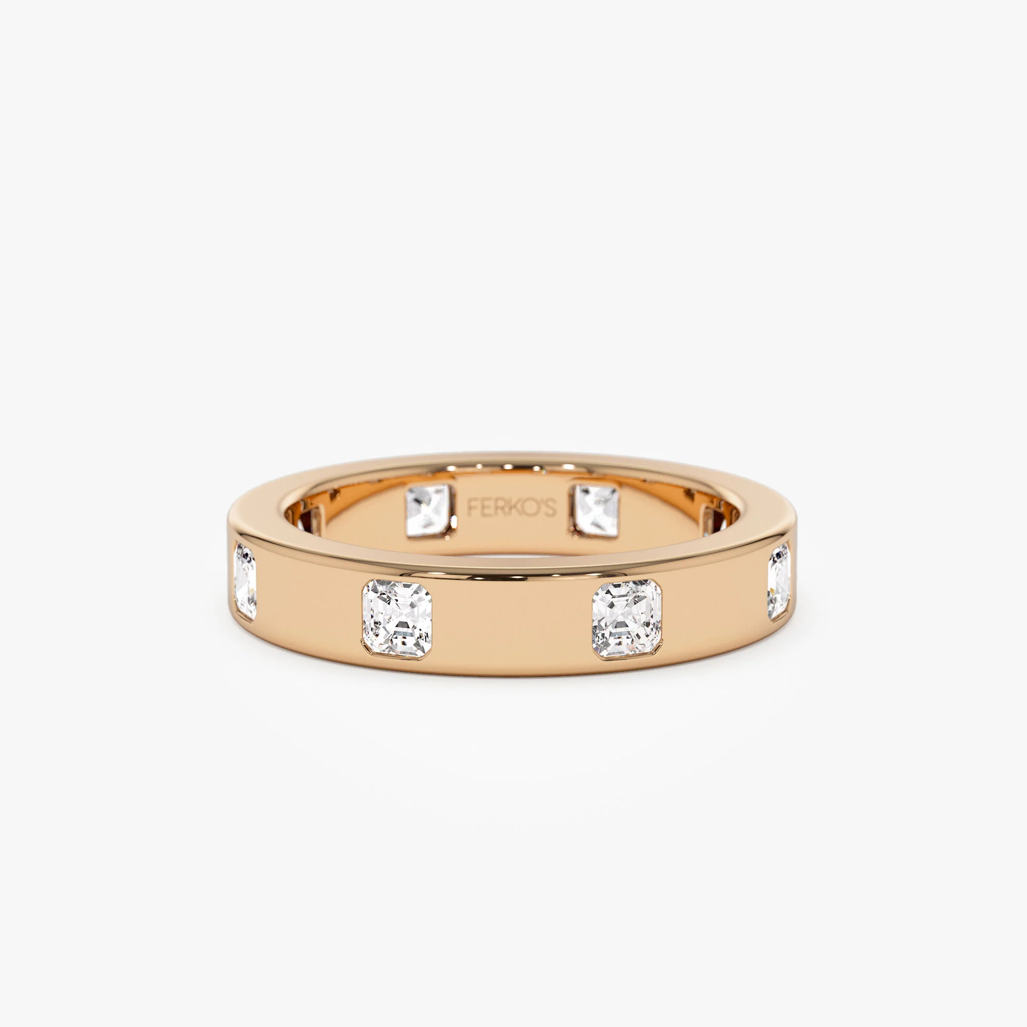 14k Asscher Cut Full Eternity Flush Setting Diamond Band - Image 4
