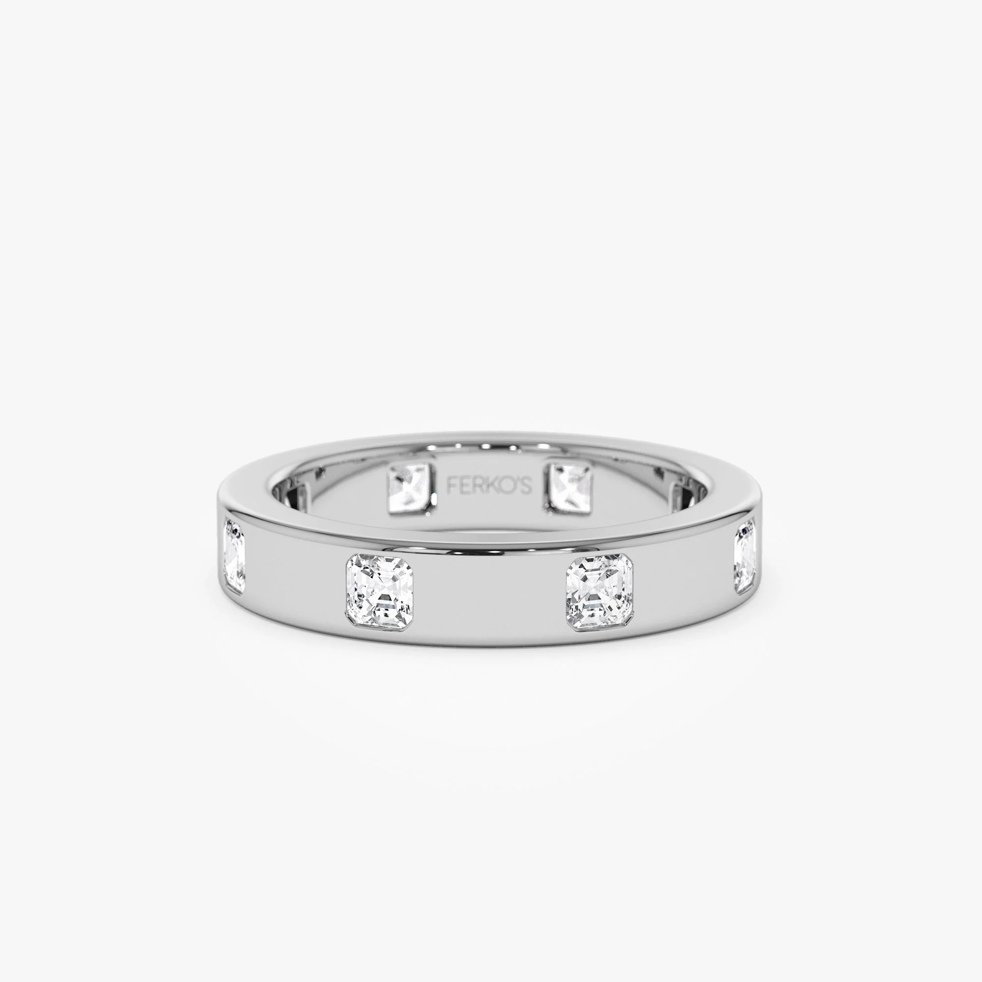 14k Asscher Cut Full Eternity Flush Setting Diamond Band - Image 5