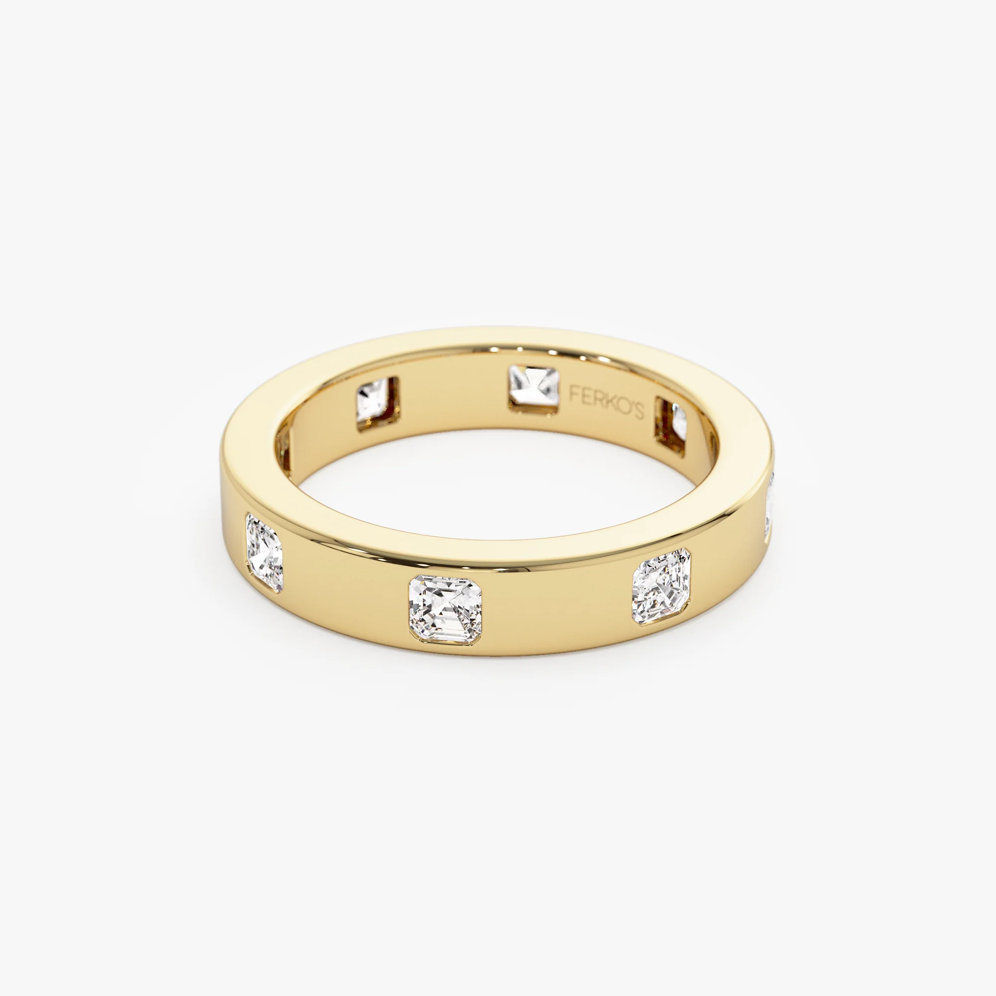 14k Asscher Cut Full Eternity Flush Setting Diamond Band - Image 6