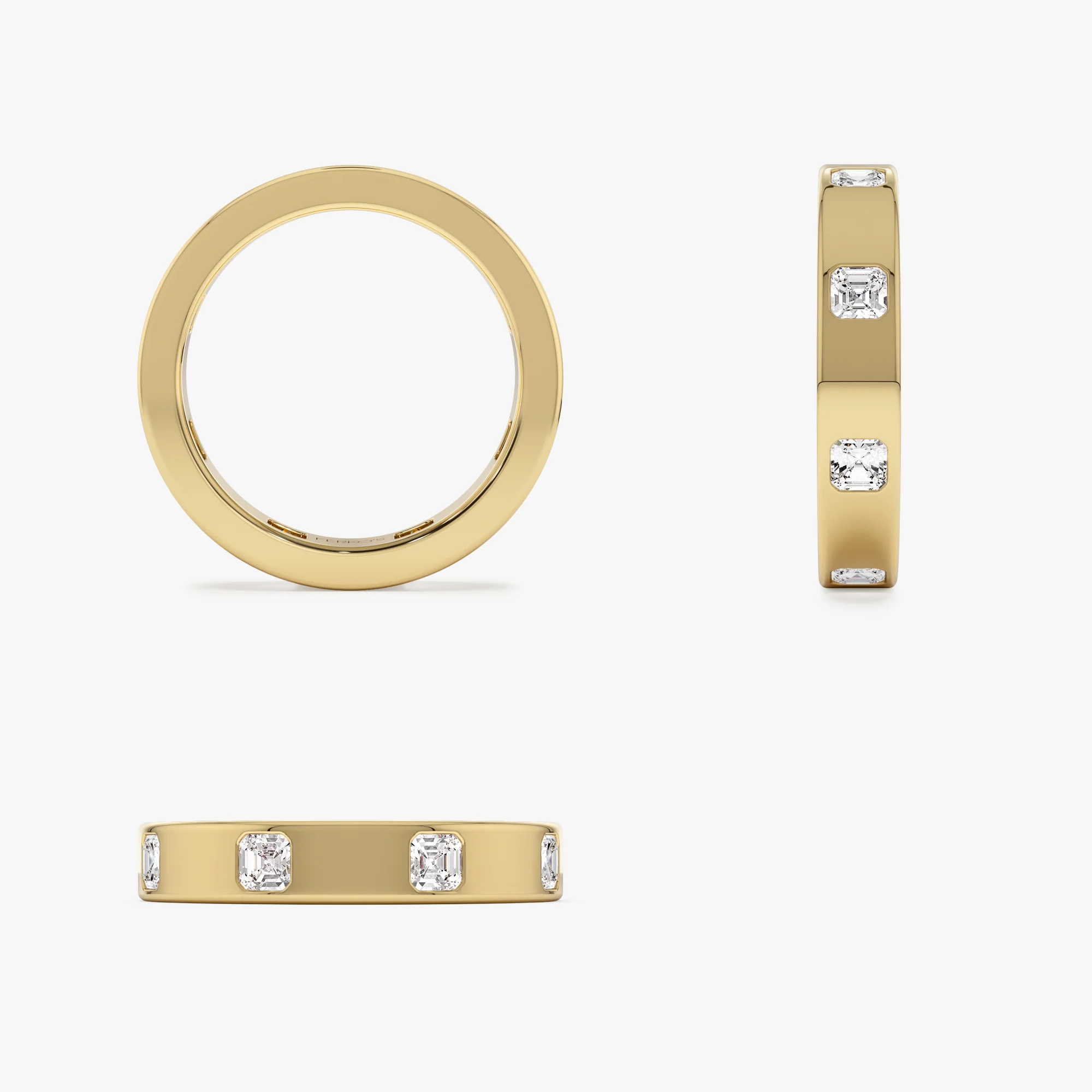 14k Asscher Cut Full Eternity Flush Setting Diamond Band - Image 7