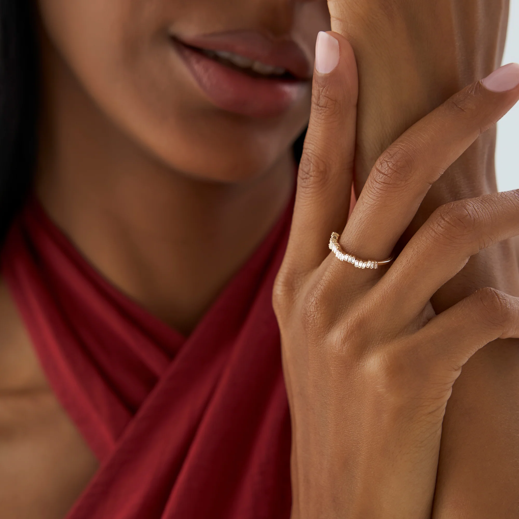 14k Asymetrical Baguette Diamonds Ring - Image 2