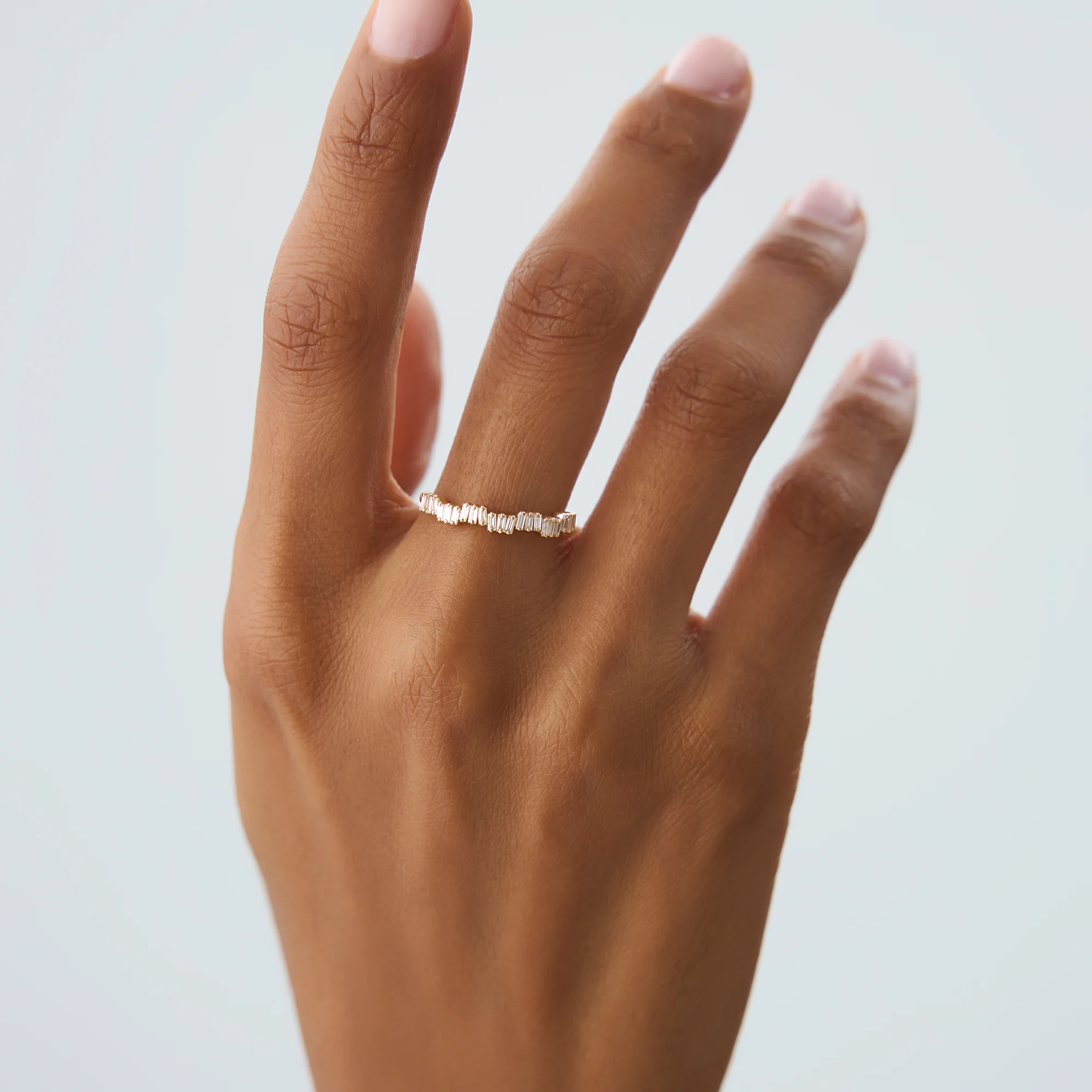 14k Asymetrical Baguette Diamonds Ring - Image 3