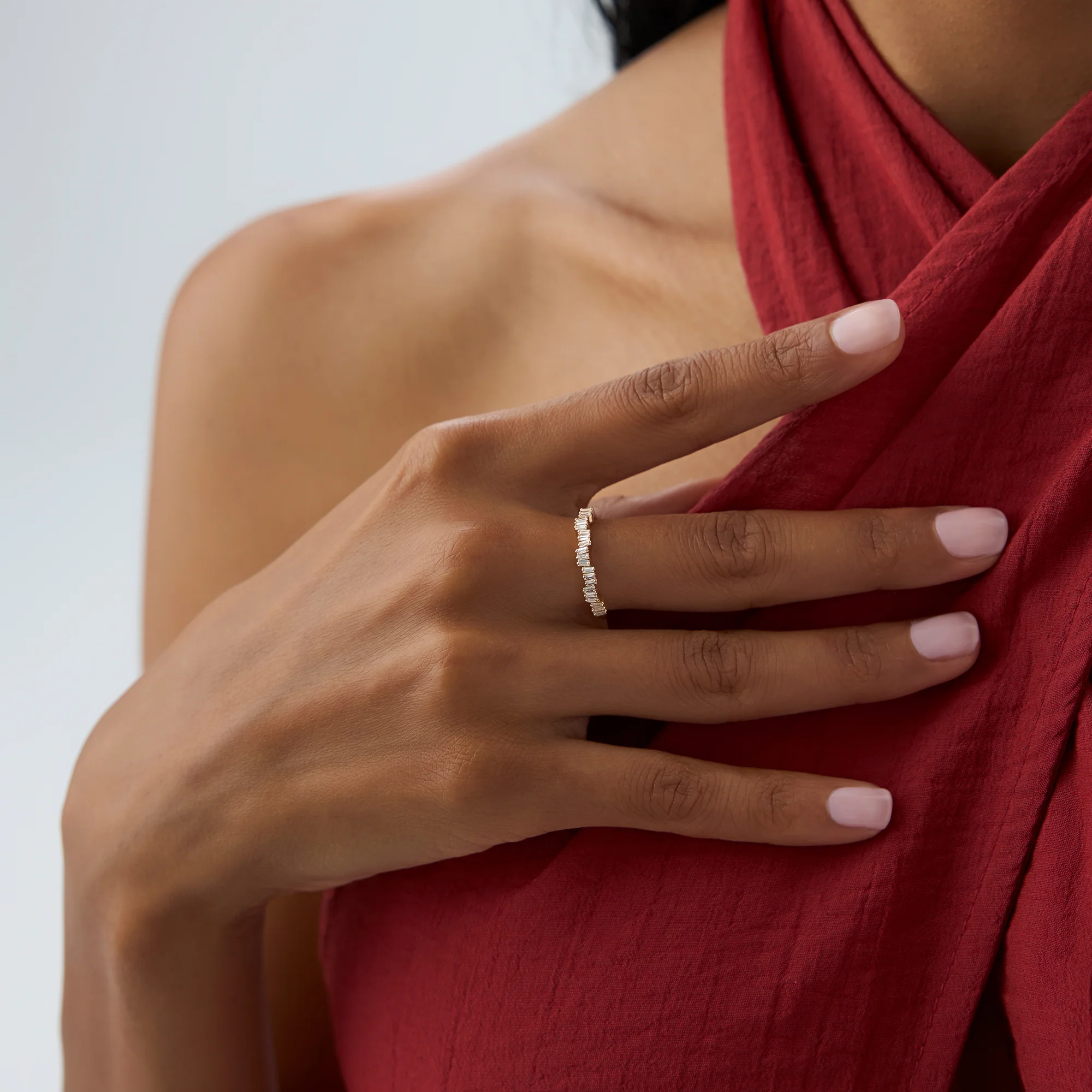 14k Asymetrical Baguette Diamonds Ring - Image 4