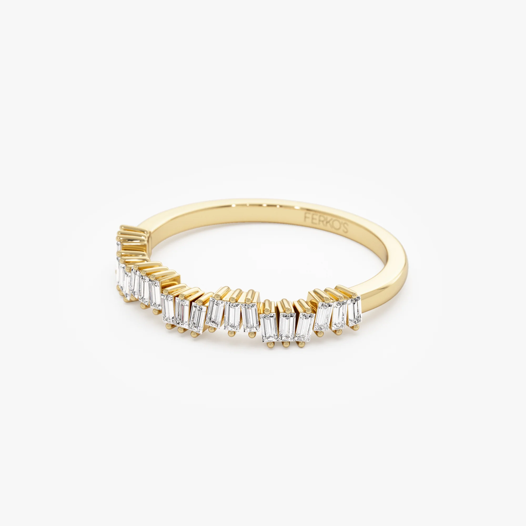14k Asymetrical Baguette Diamonds Ring - Image 8