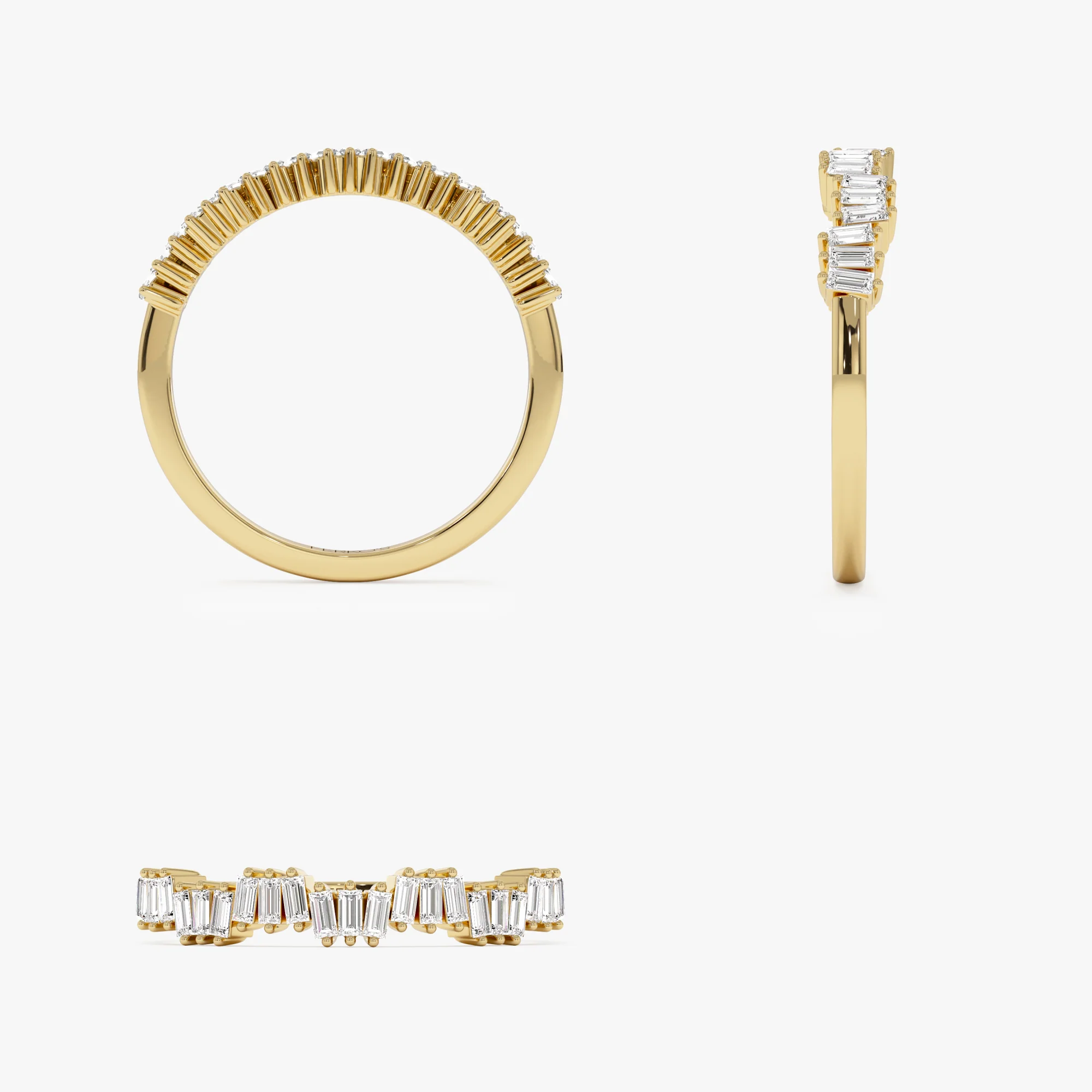 14k Asymetrical Baguette Diamonds Ring - Image 9