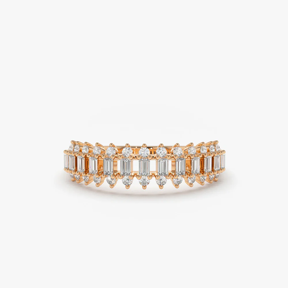14K Bagguete Diamond Anniversary Ring - Image 5