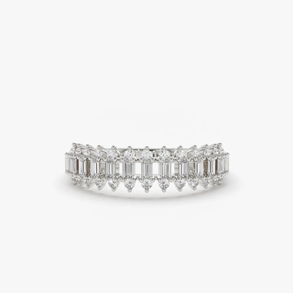 14K Bagguete Diamond Anniversary Ring - Image 6