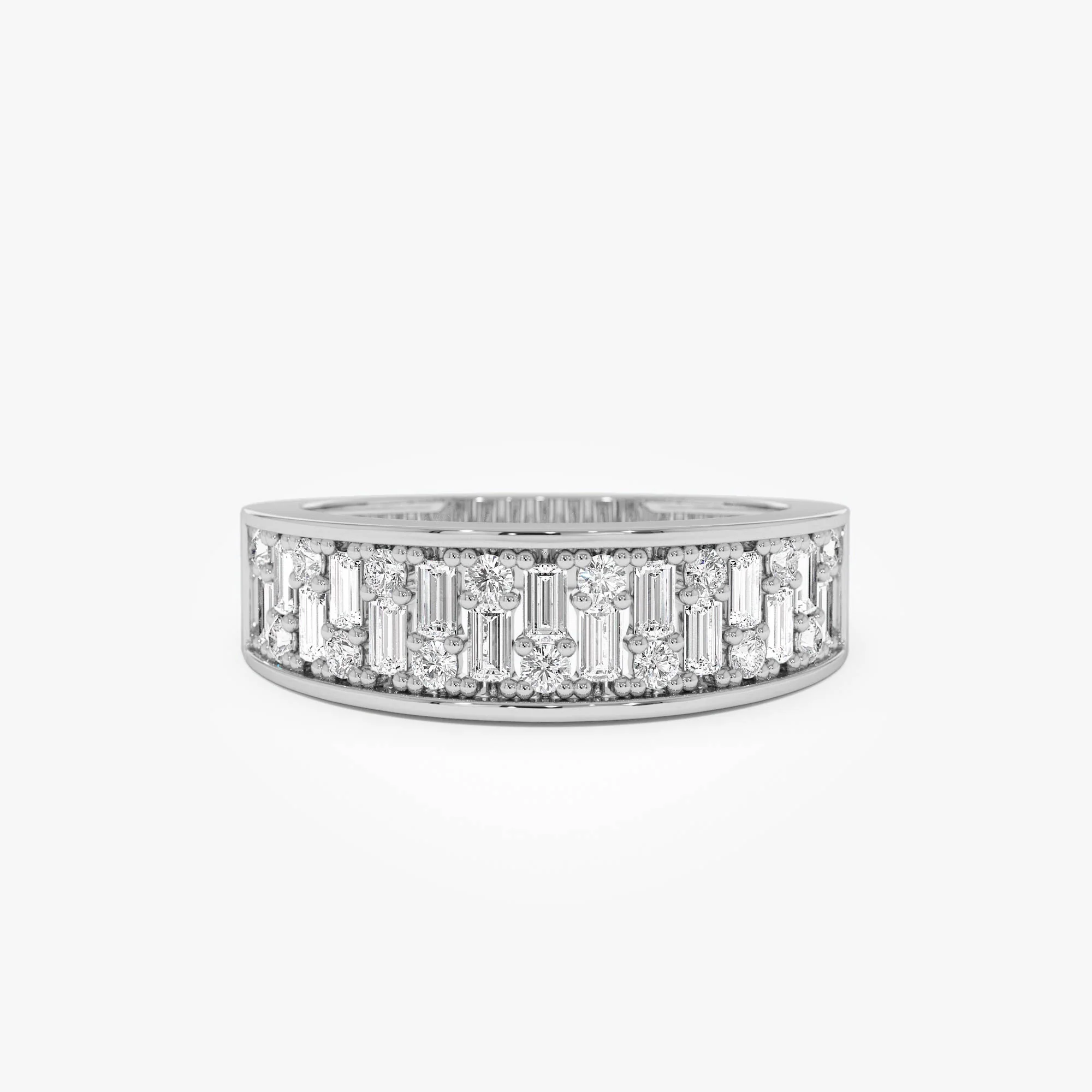 14k Baguette and Round Diamond Unique Statement Ring - Image 6