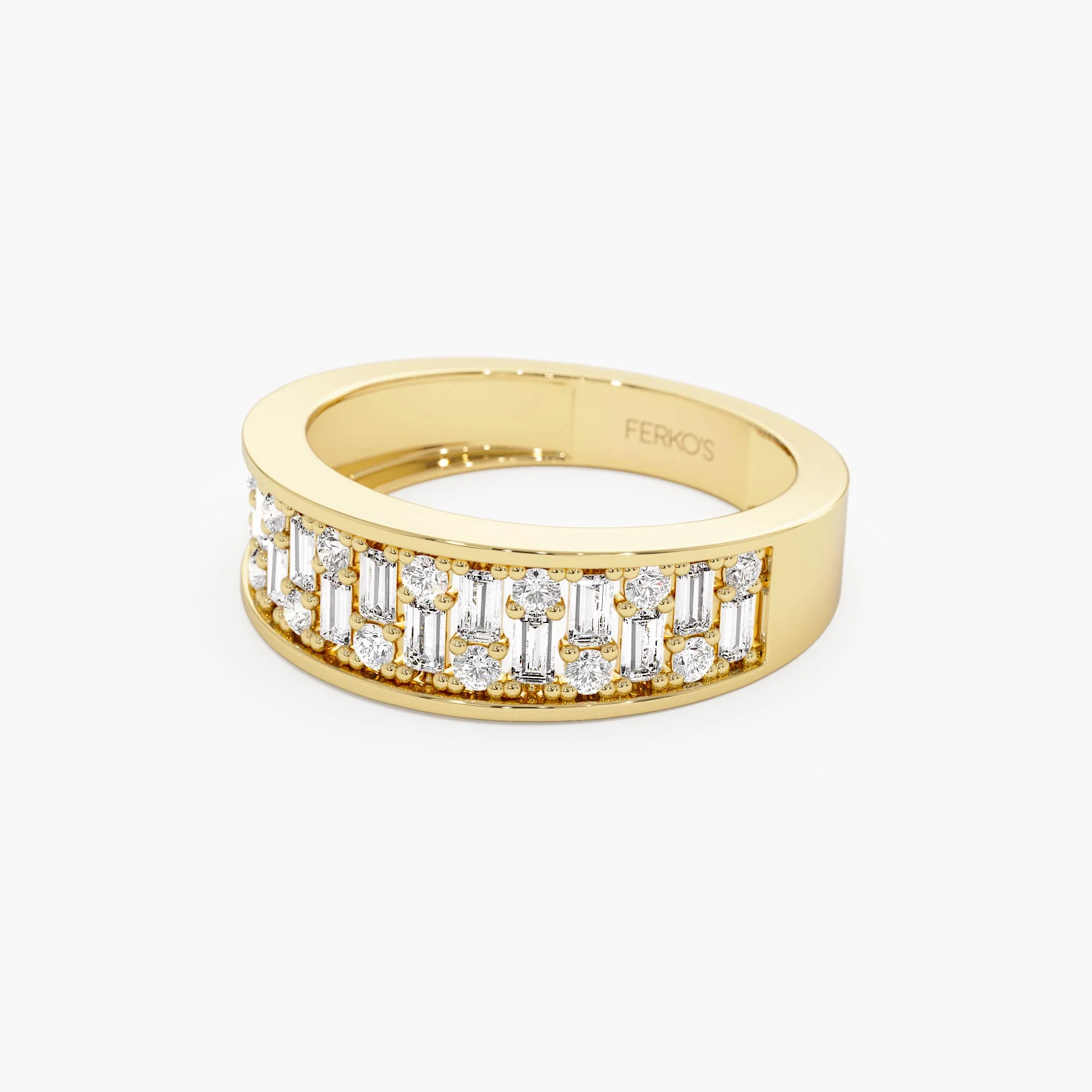 14k Baguette and Round Diamond Unique Statement Ring - Image 7