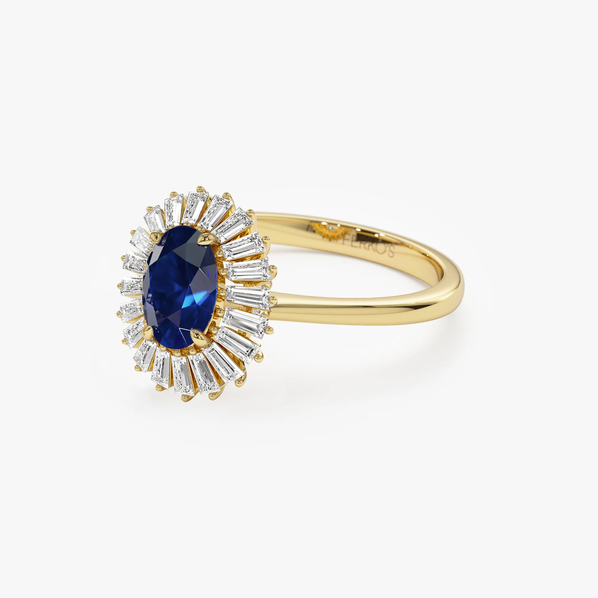 14k Baguette Diamond Ballerina Oval Sapphire Ring - Image 9