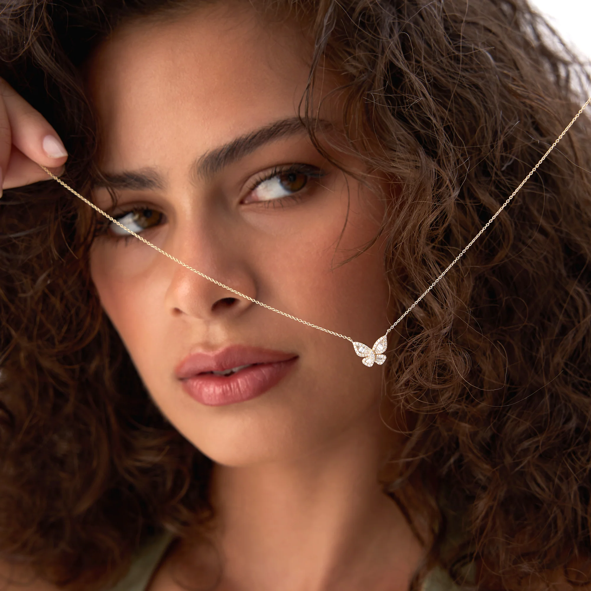 14k Baguette Diamond Butterfly Necklace - Image 2